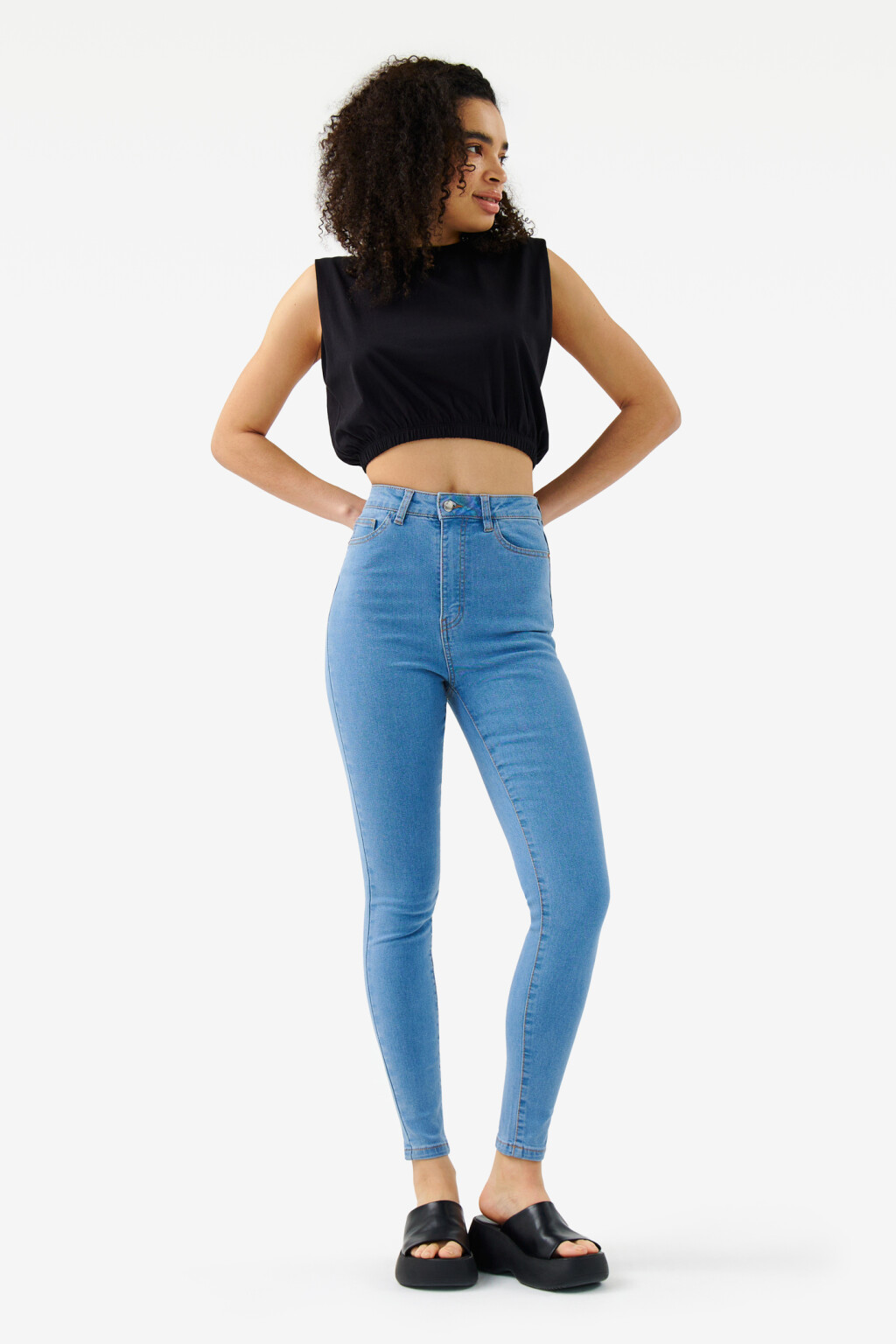 Джинсы skinny с высокой посадкой - цвет голубой - 4