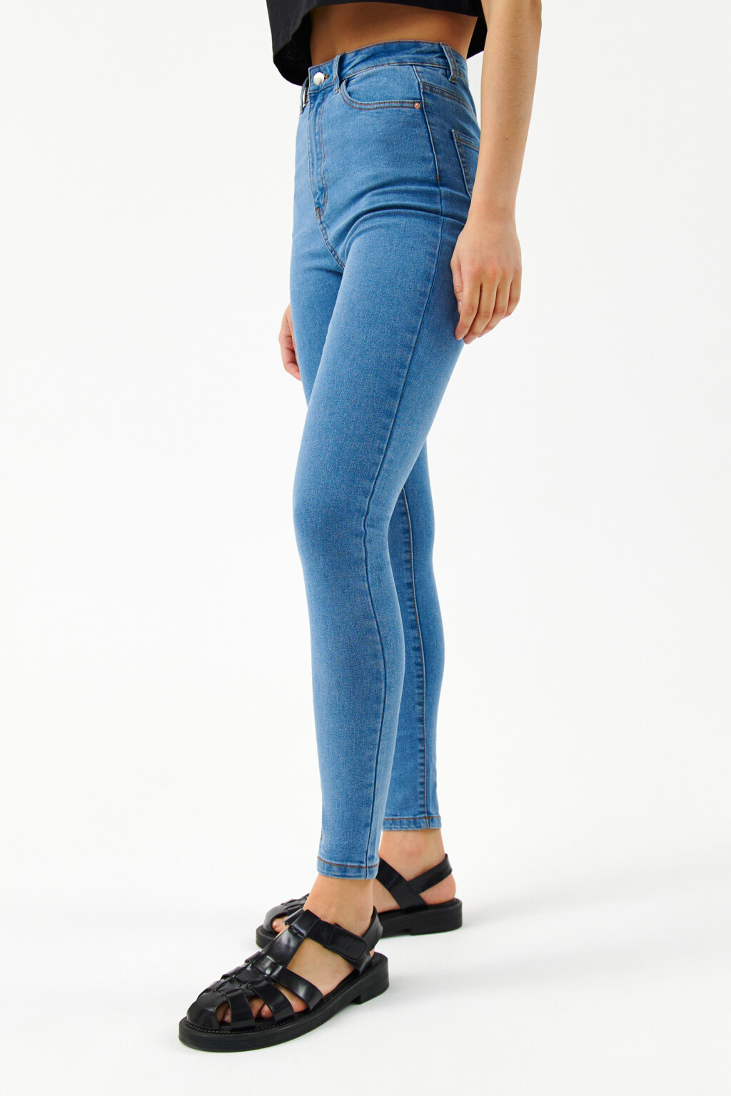 Джинсы skinny с высокой посадкой - цвет голубой - 3