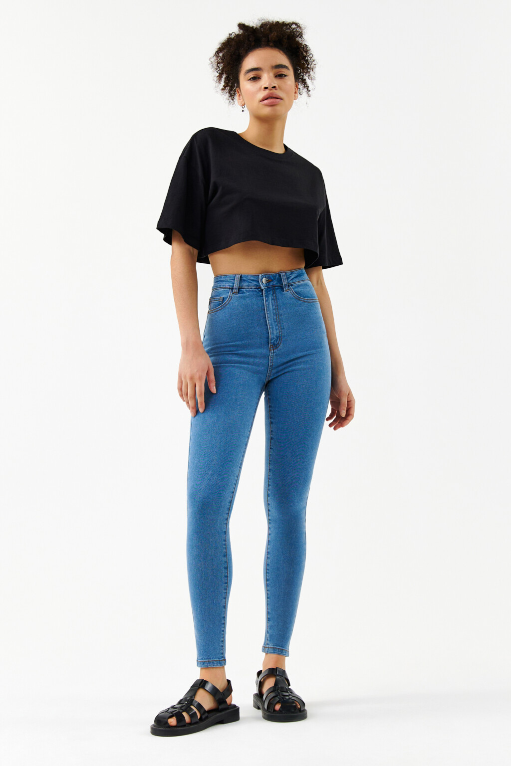 Джинсы skinny с высокой посадкой - цвет голубой - 4