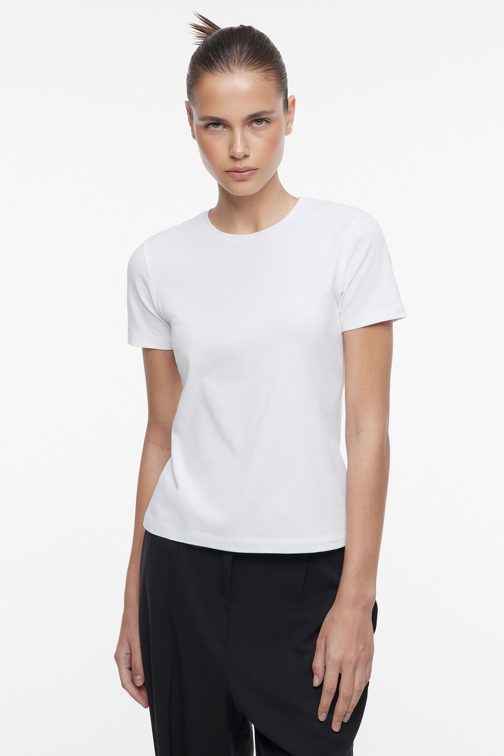 Футболка SLIM хлопковая базовая - цвет белый - 2