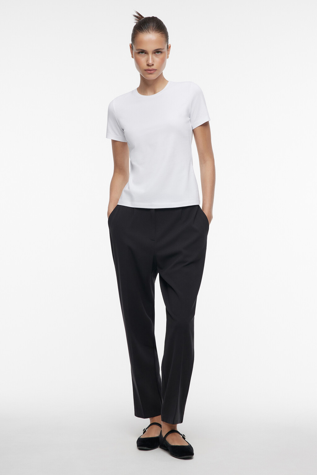 Футболка SLIM хлопковая базовая - цвет белый - 1