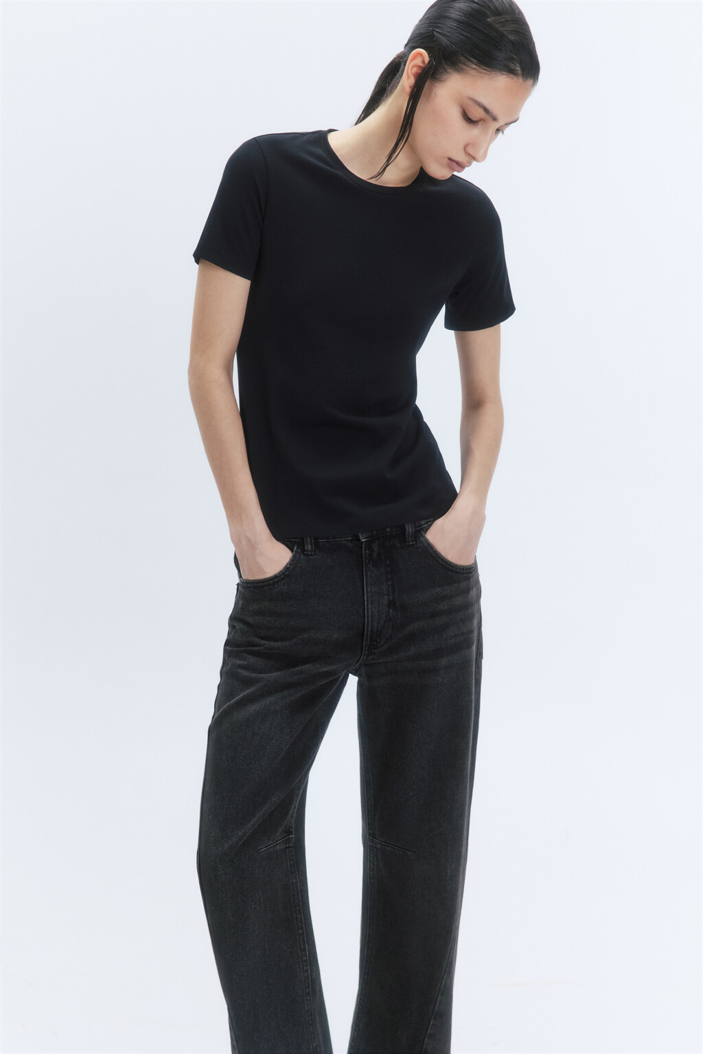 Футболка SLIM базовая хлопковая - цвет черный - 1