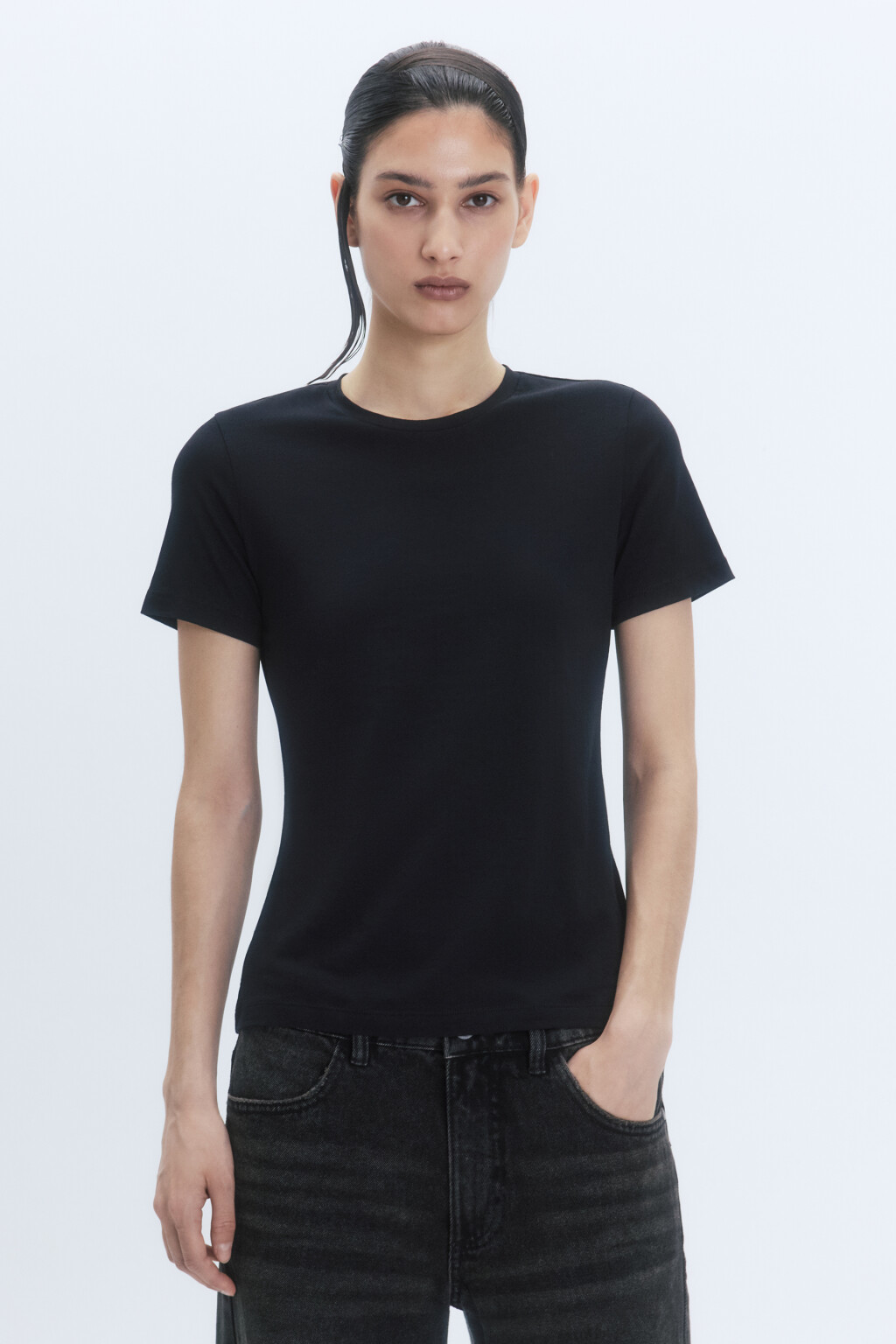 Футболка SLIM базовая хлопковая - цвет черный - 2