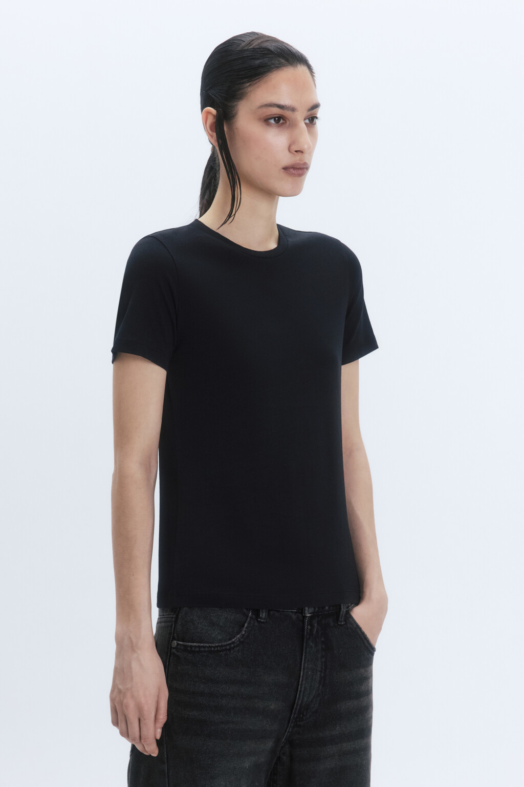 Футболка SLIM базовая хлопковая - цвет черный - 3