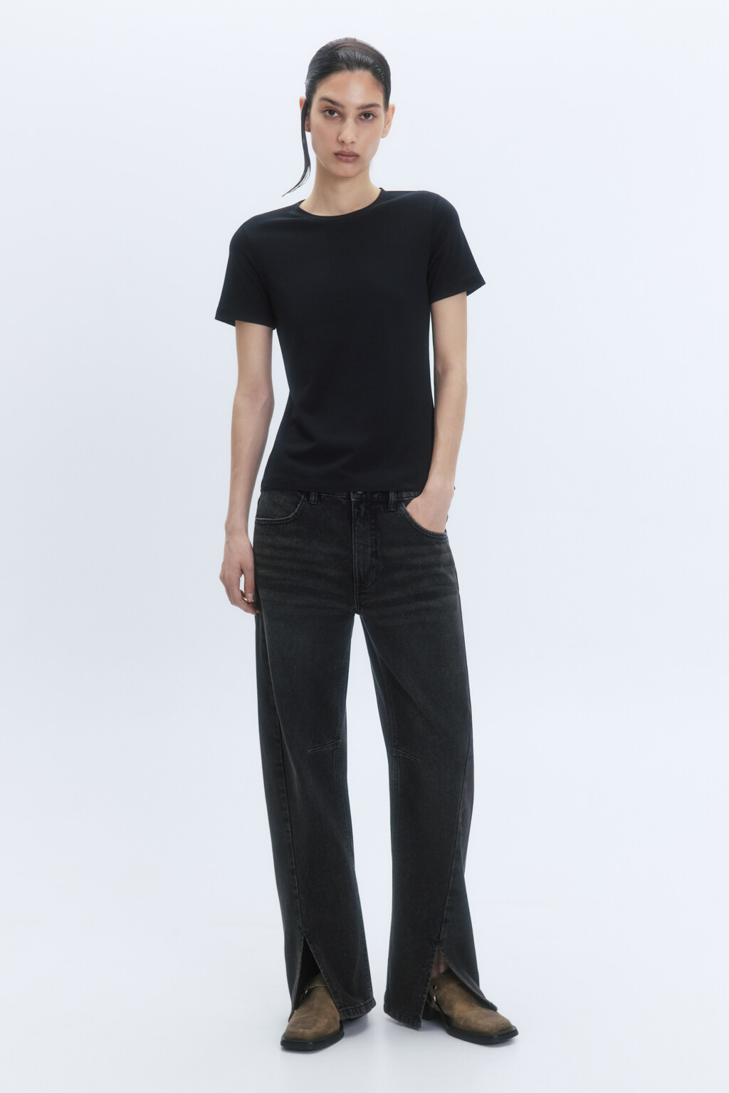 Футболка SLIM базовая хлопковая - цвет черный - 5