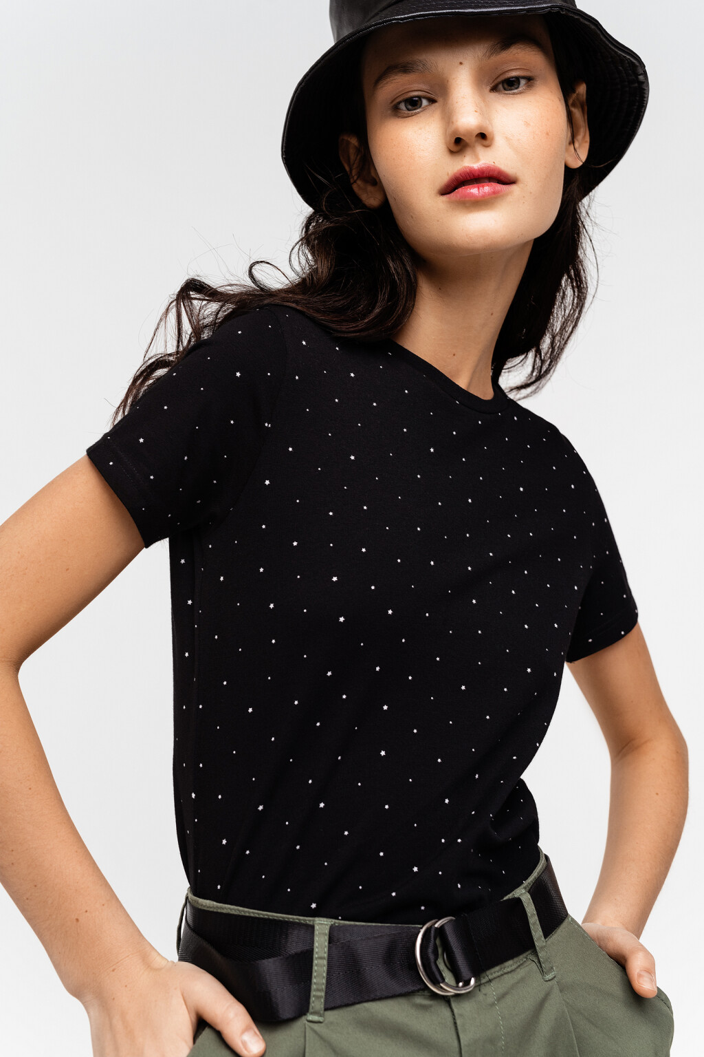 Футболка прямая хлопковая с короткими рукавами - цвет черный - 1