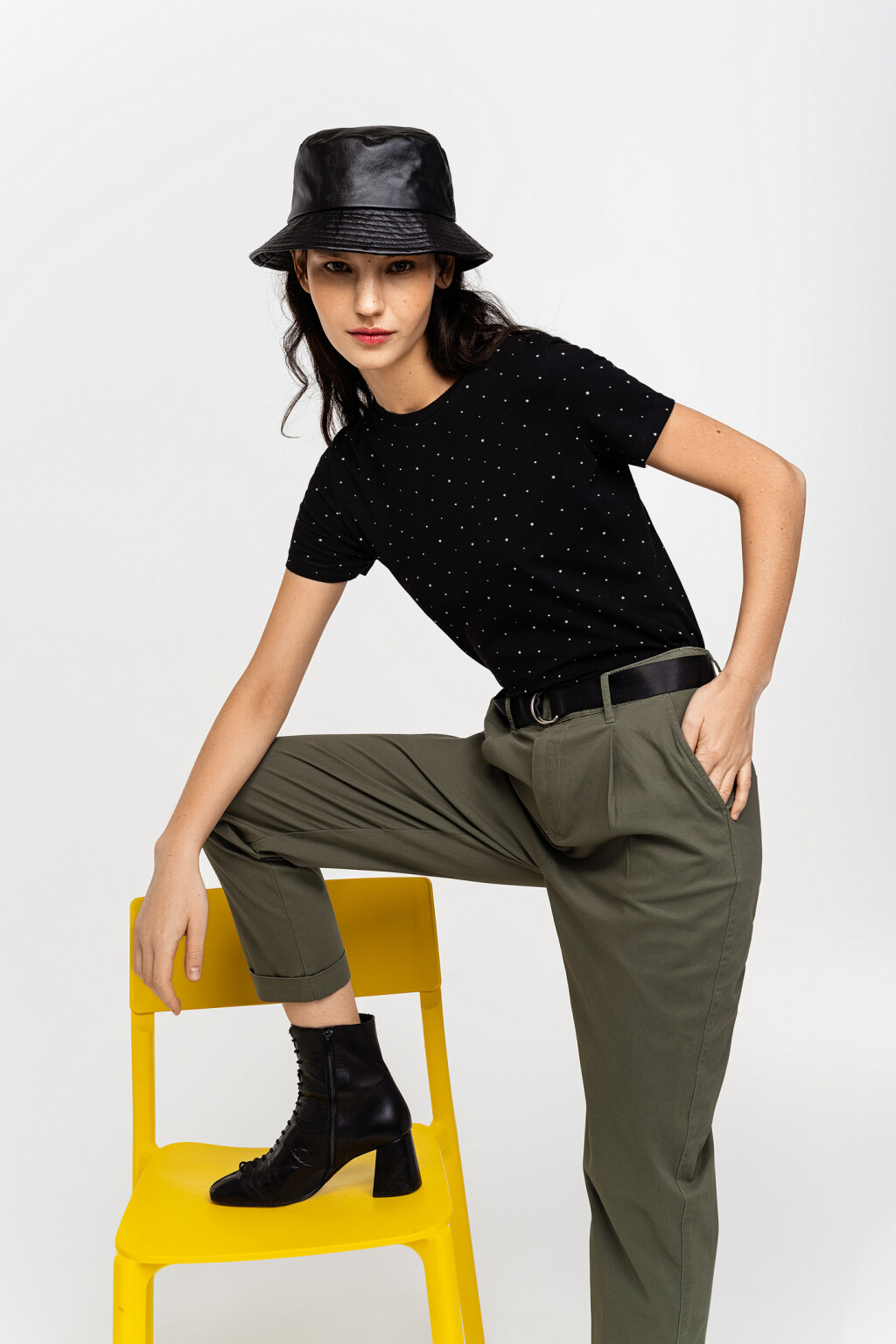 Футболка прямая хлопковая с короткими рукавами - цвет черный - 2