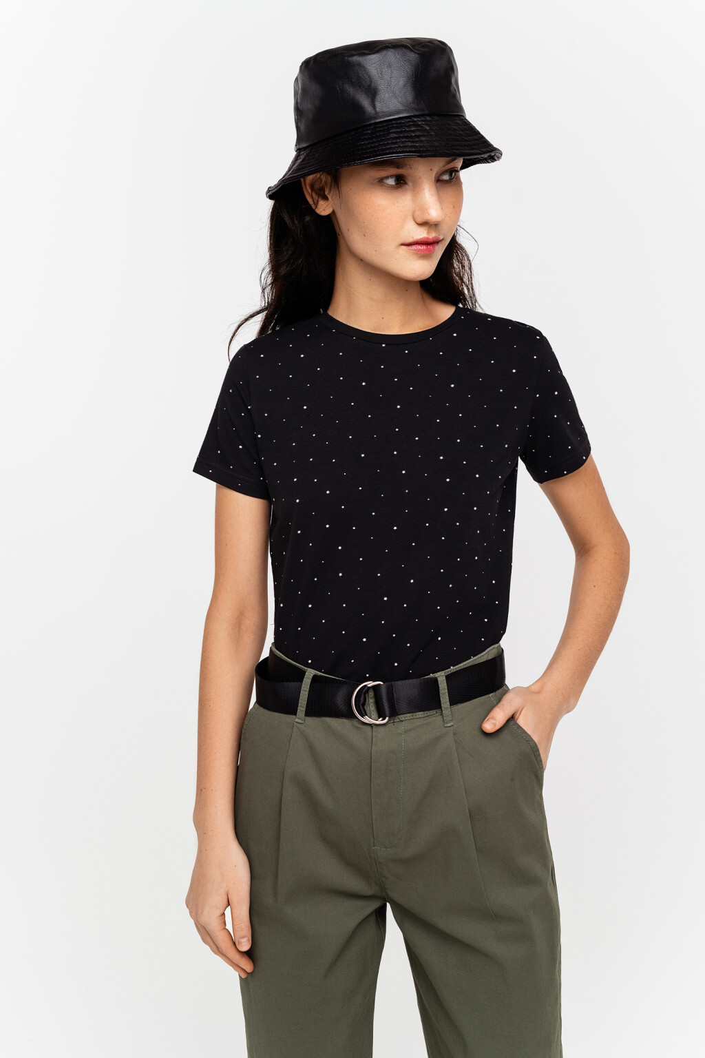 Футболка прямая хлопковая с короткими рукавами - цвет черный - 3