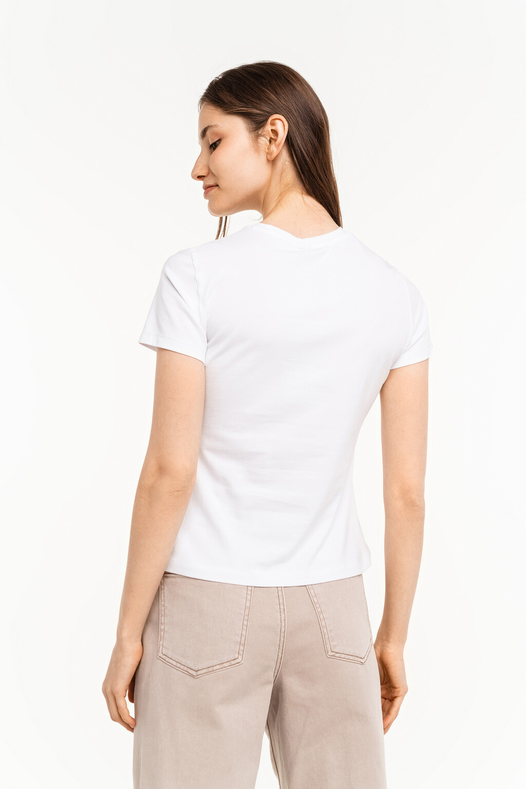 Футболка хлопковая базовая с коротким рукавом - цвет белый - 4