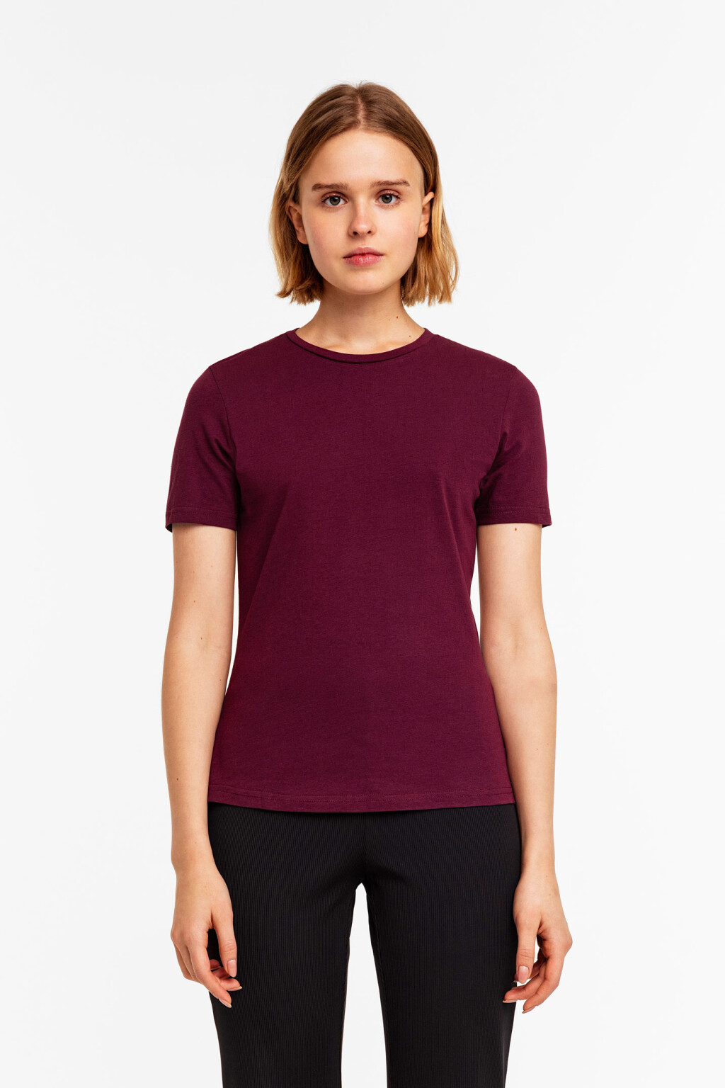 Футболка базовая приталенная из хлопка - цвет красный - 3