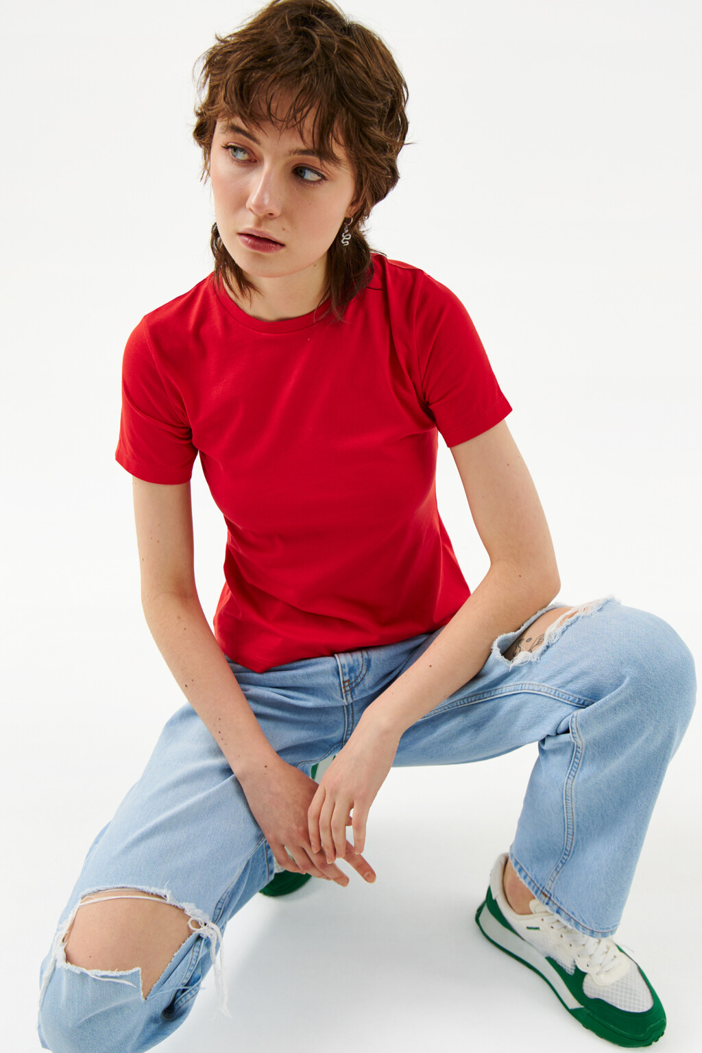 Футболка базовая укороченная - цвет красный - 7