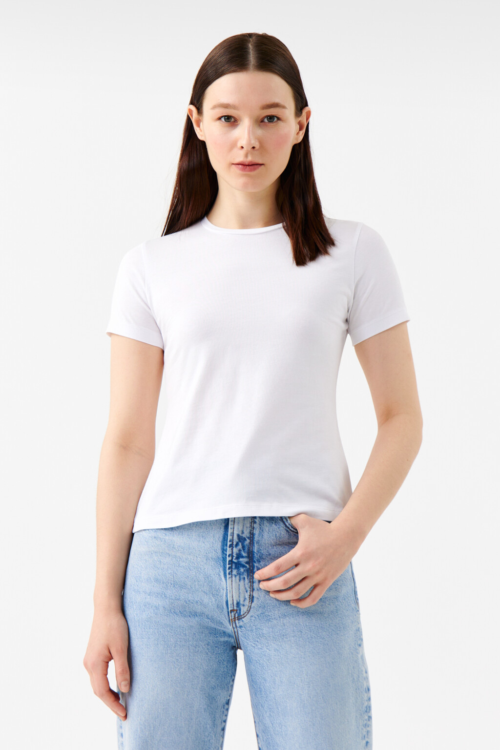 Футболка SLIM хлопковая базовая - цвет белый - 1