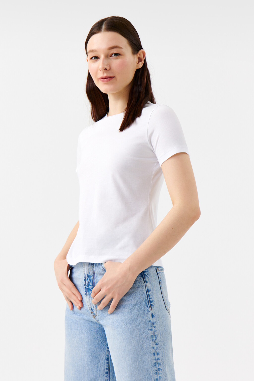 Футболка SLIM хлопковая базовая - цвет белый - 2