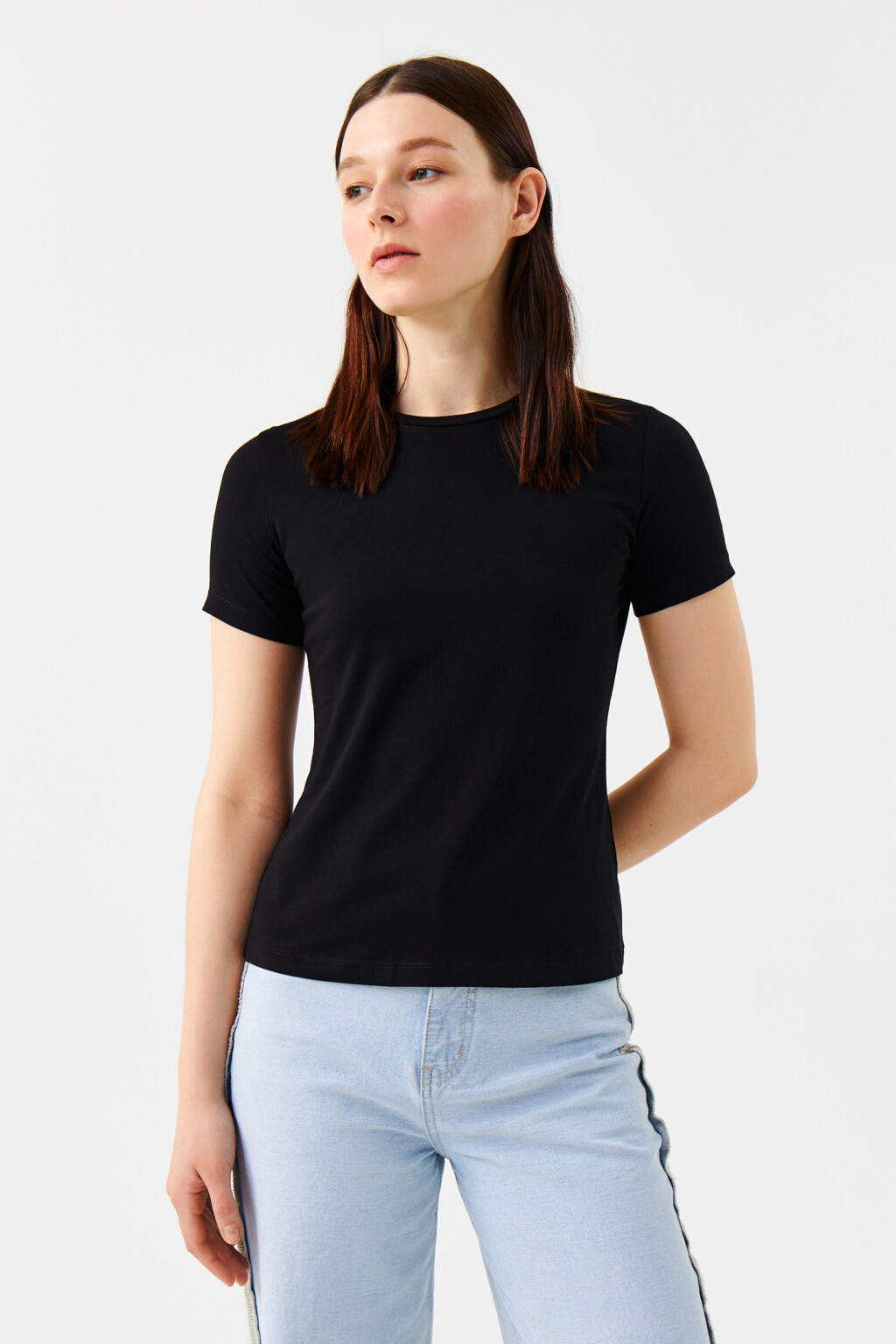 Футболка SLIM хлопковая базовая - цвет черный - 1