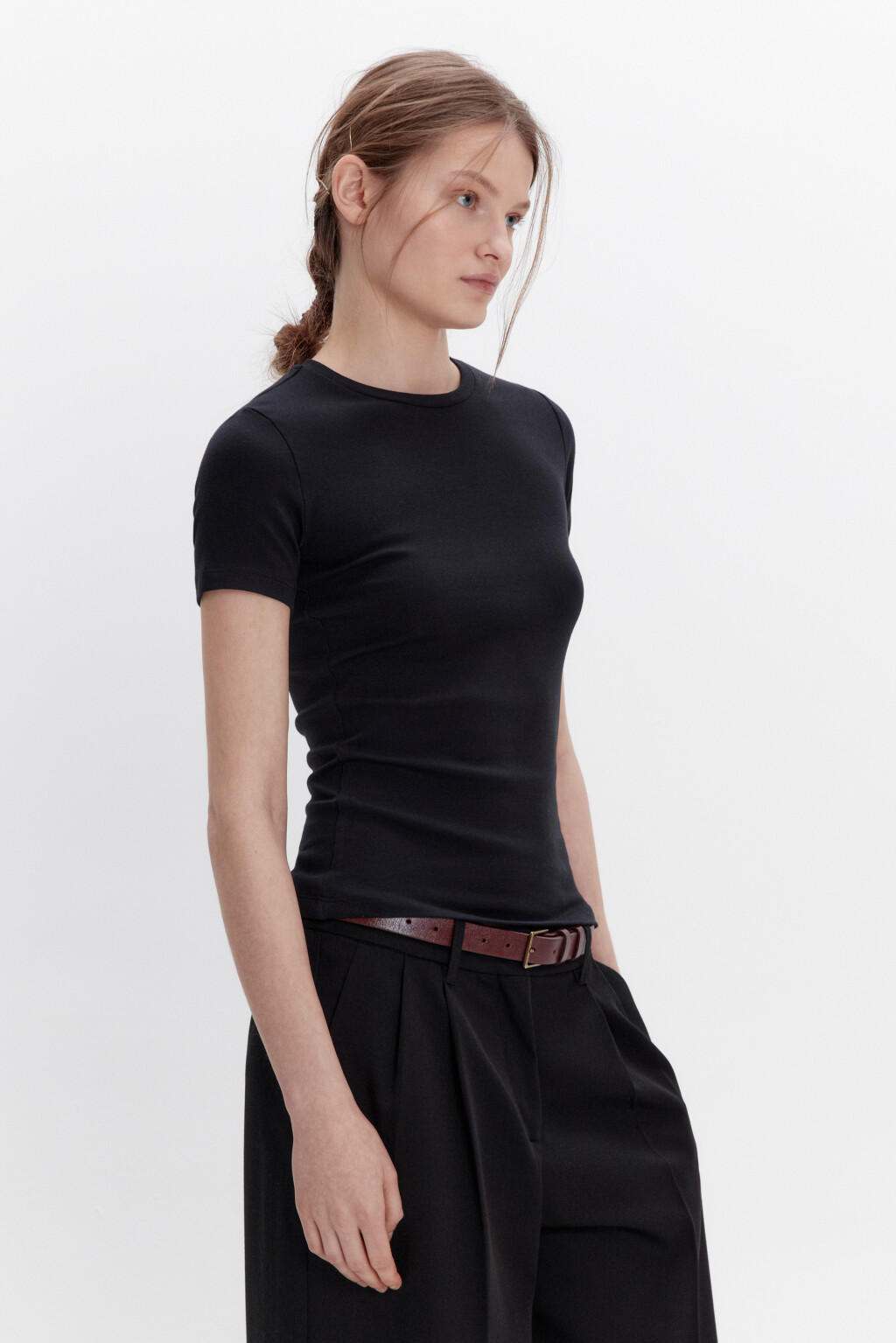 Футболка базовая облегающая - цвет черный - 3