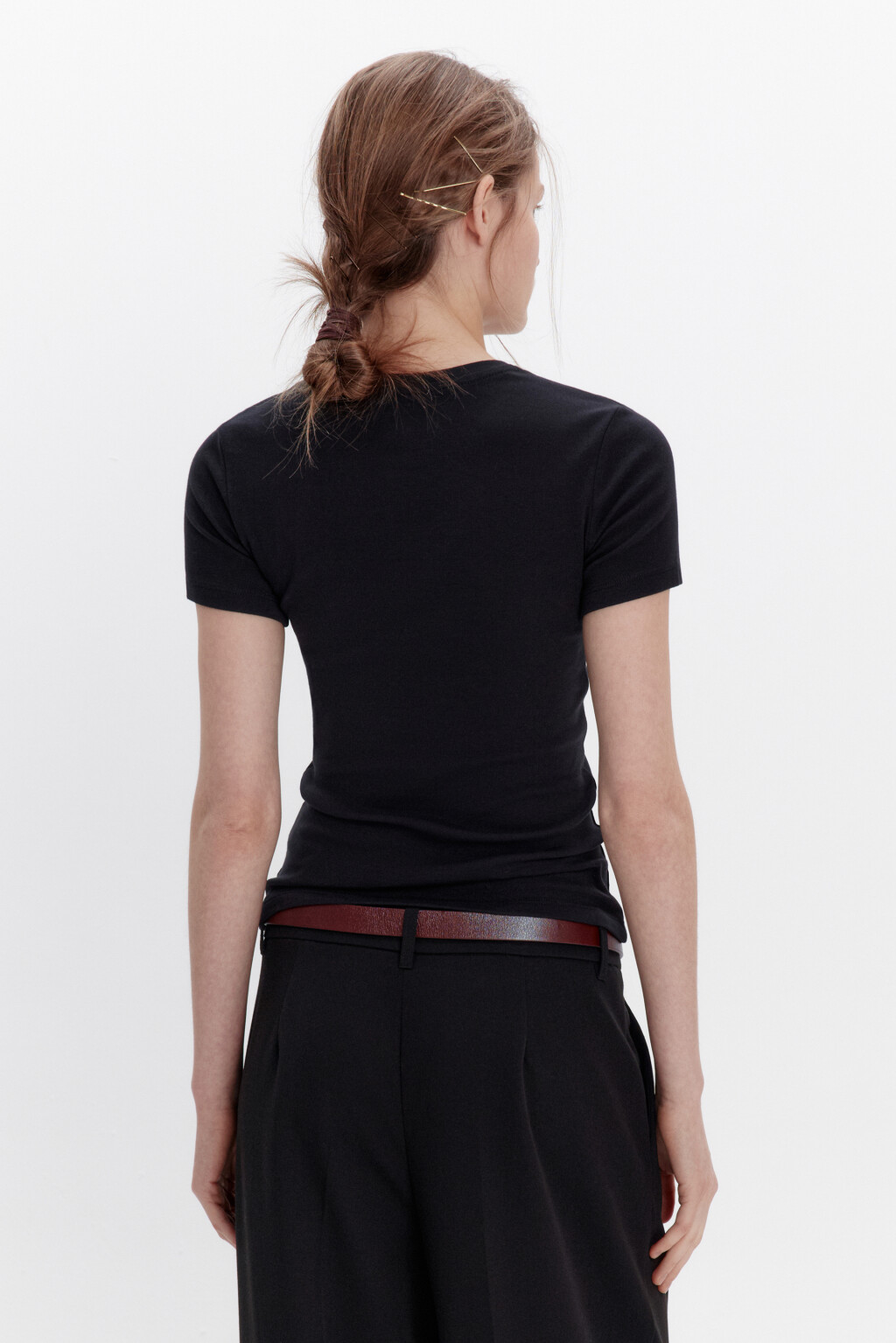 Футболка базовая облегающая - цвет черный - 4