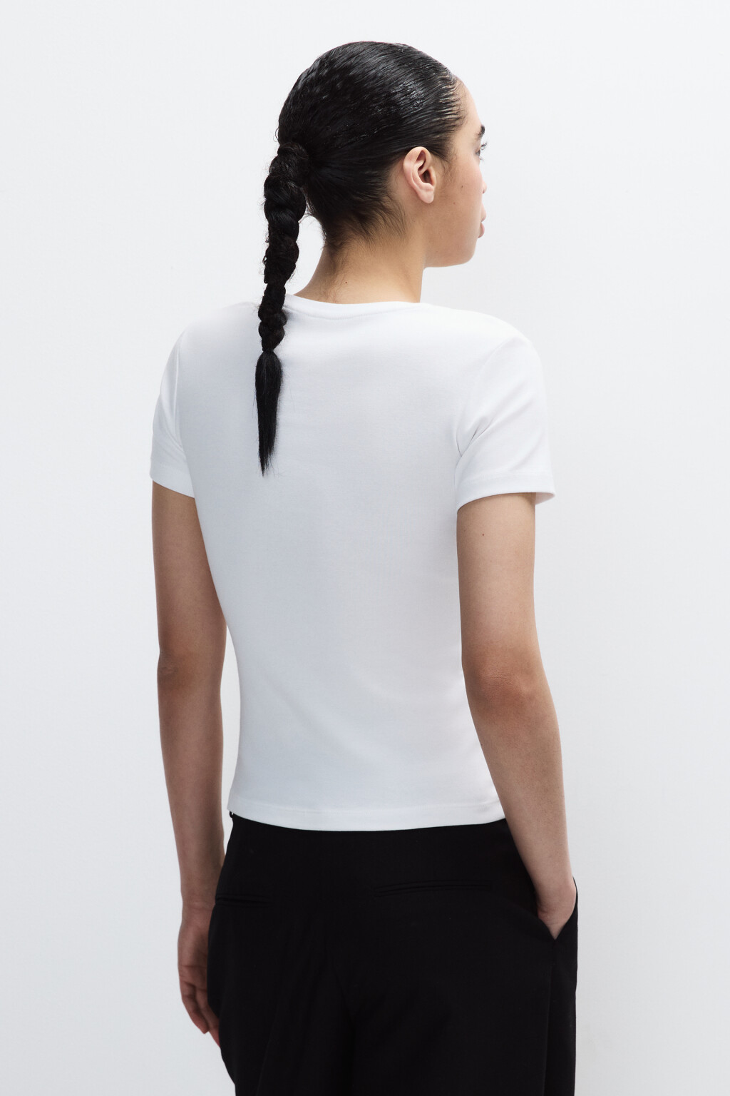 Футболка базовая облегающая - цвет белый - 3