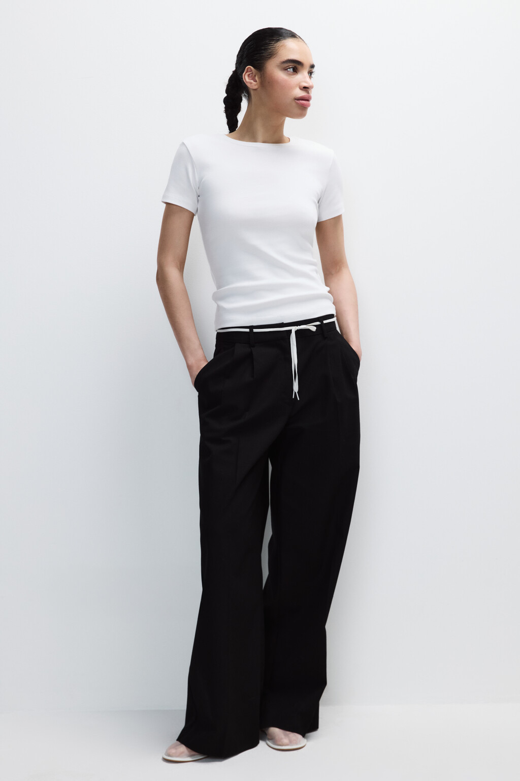 Футболка базовая облегающая - цвет белый - 4