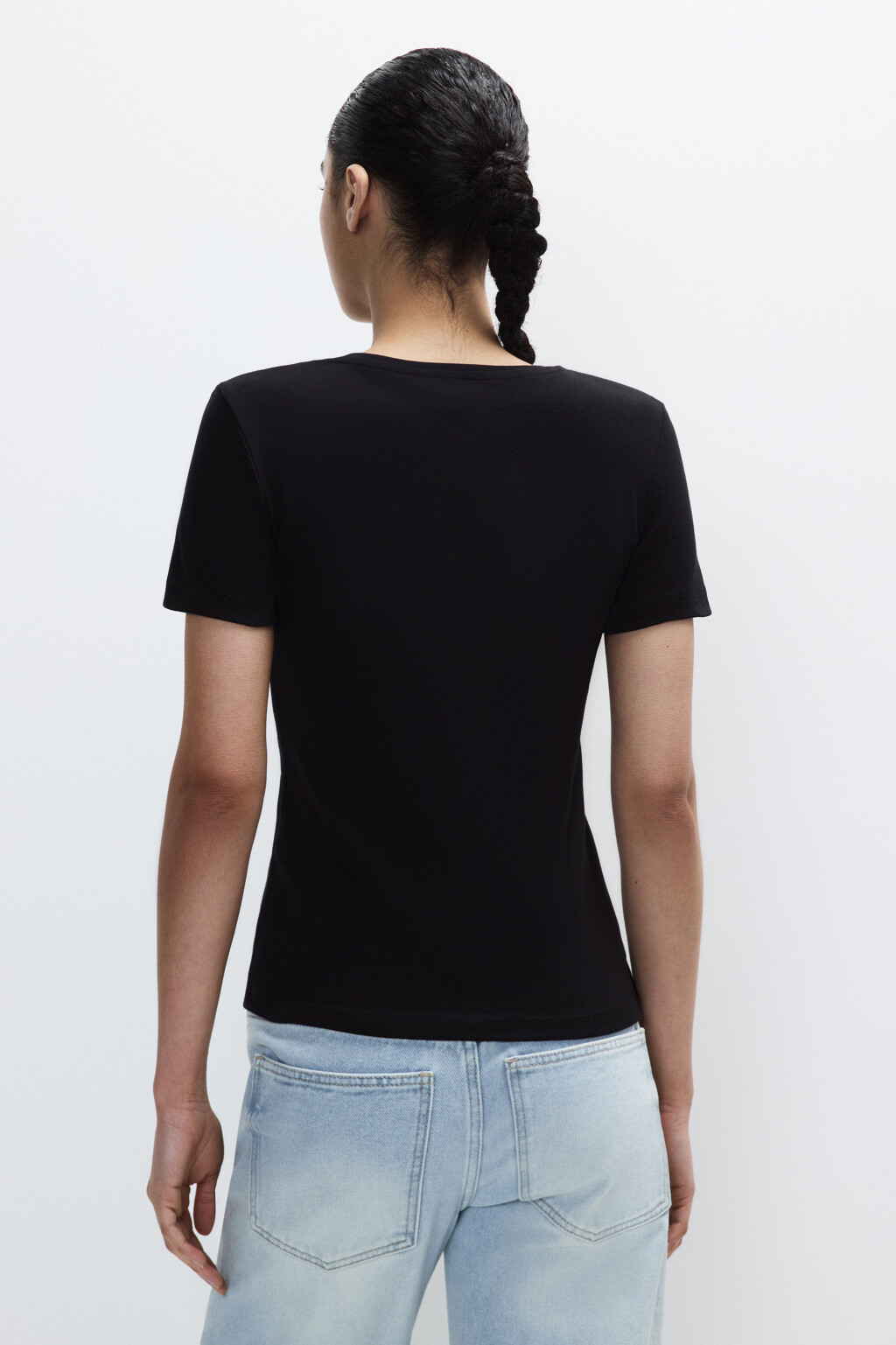 Футболка базовая облегающая - цвет черный - 3