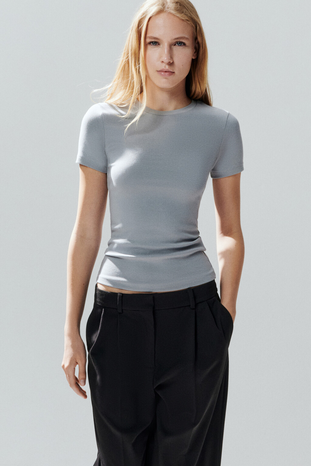 Футболка базовая облегающая - цвет серый - 1