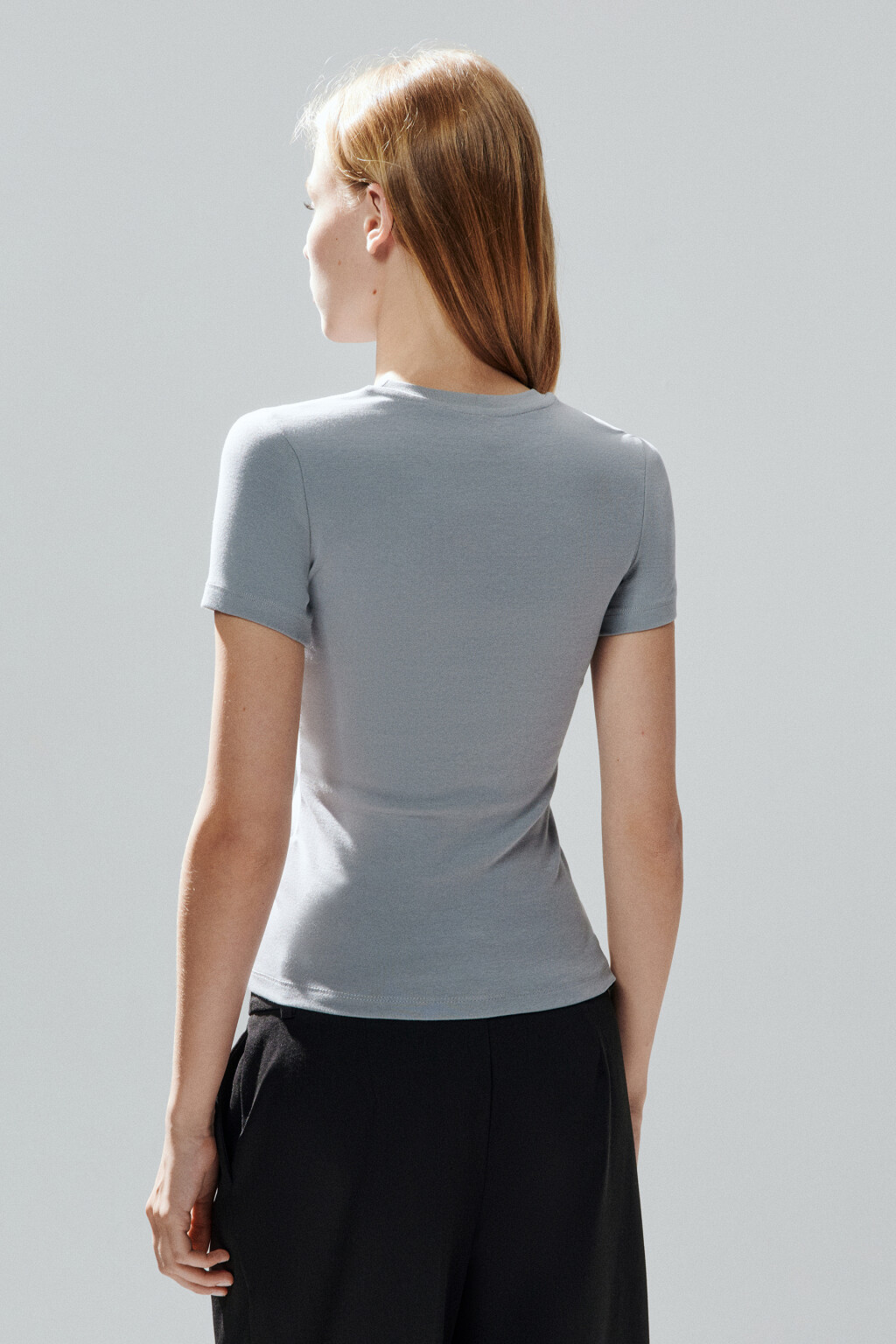 Футболка базовая облегающая - цвет серый - 3