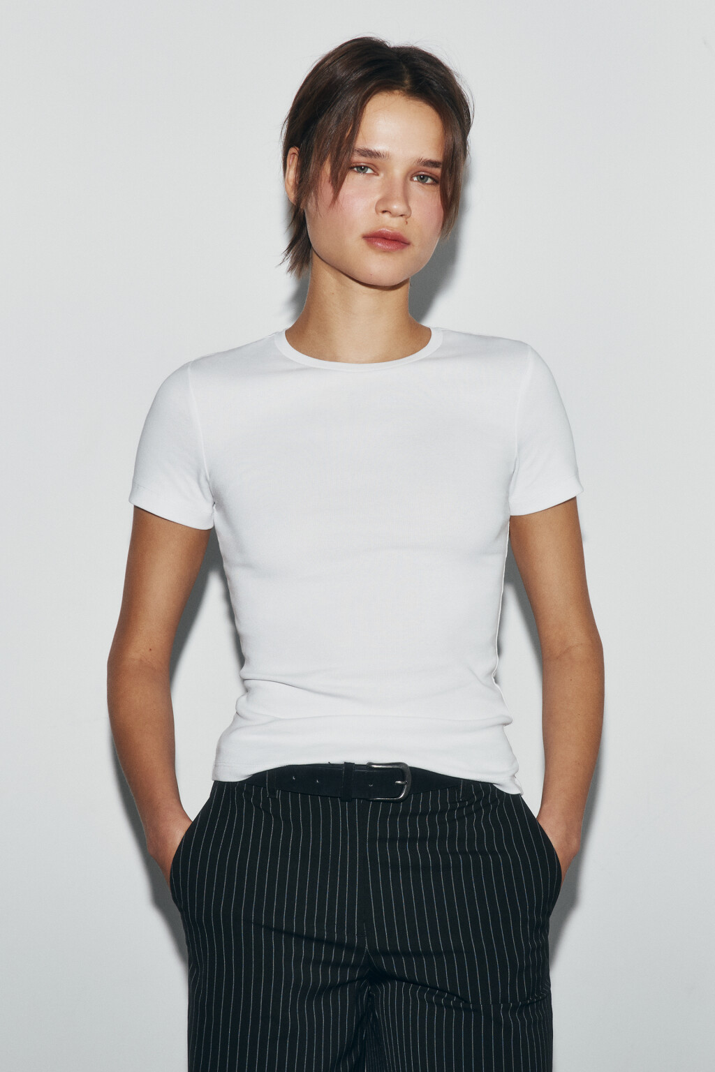 Футболка базовая облегающая - цвет белый - 3