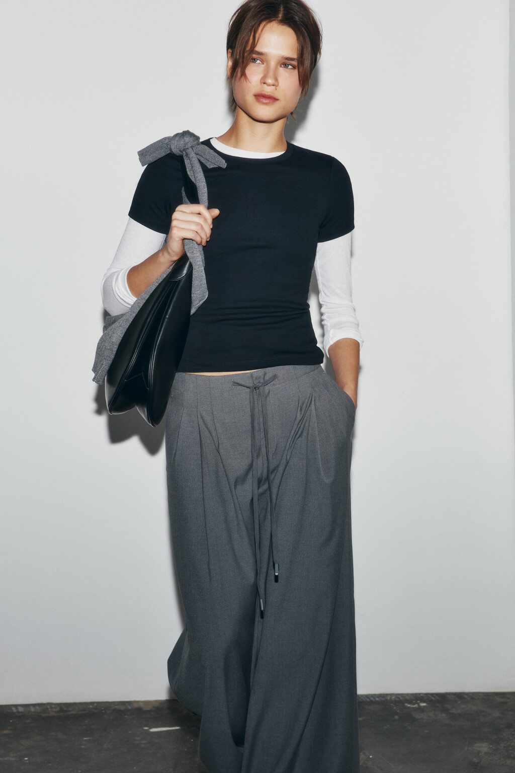 Футболка базовая облегающая - цвет черный - 1