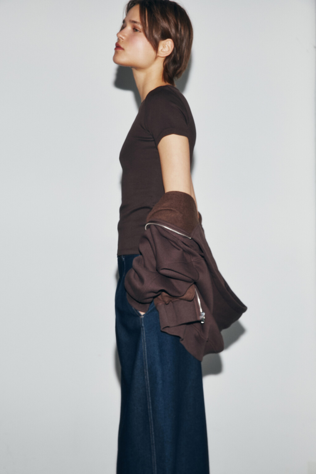 Футболка базовая облегающая - цвет коричневый - 1