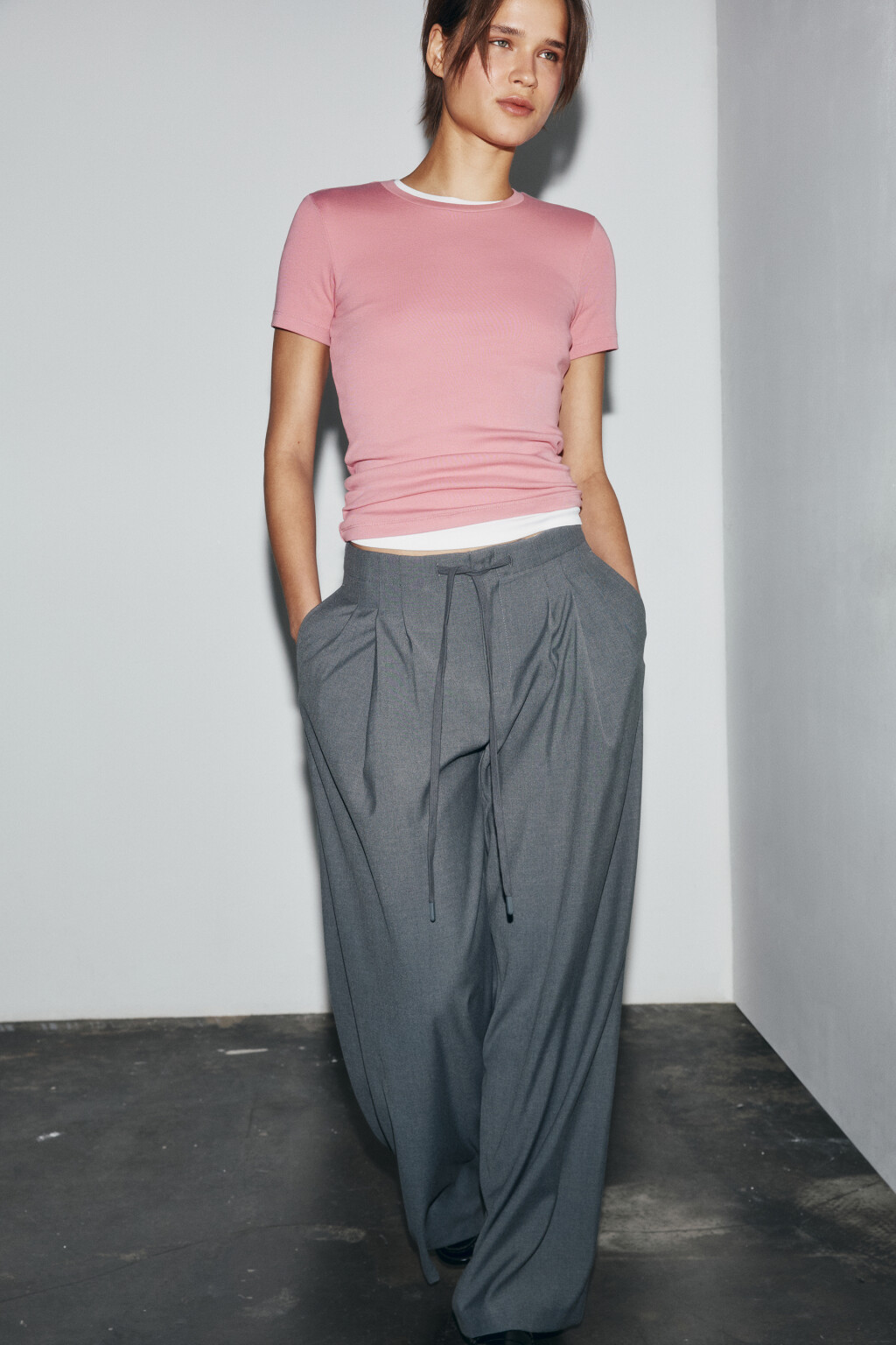 Футболка базовая облегающая - цвет розовый - 1