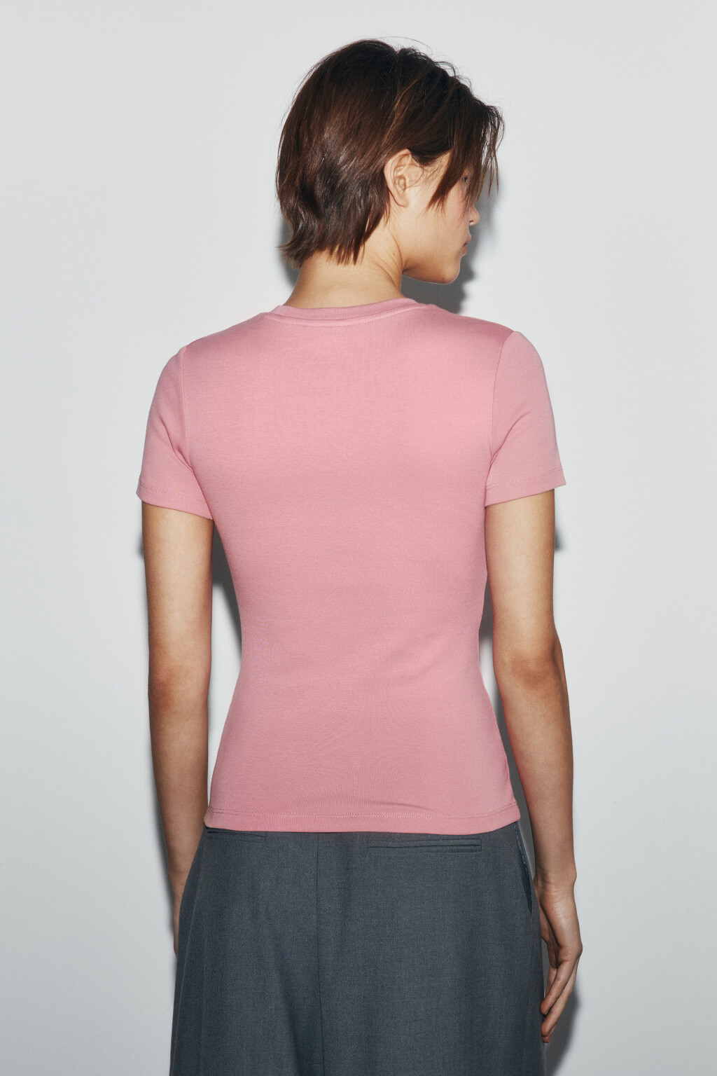 Футболка базовая облегающая - цвет розовый - 3