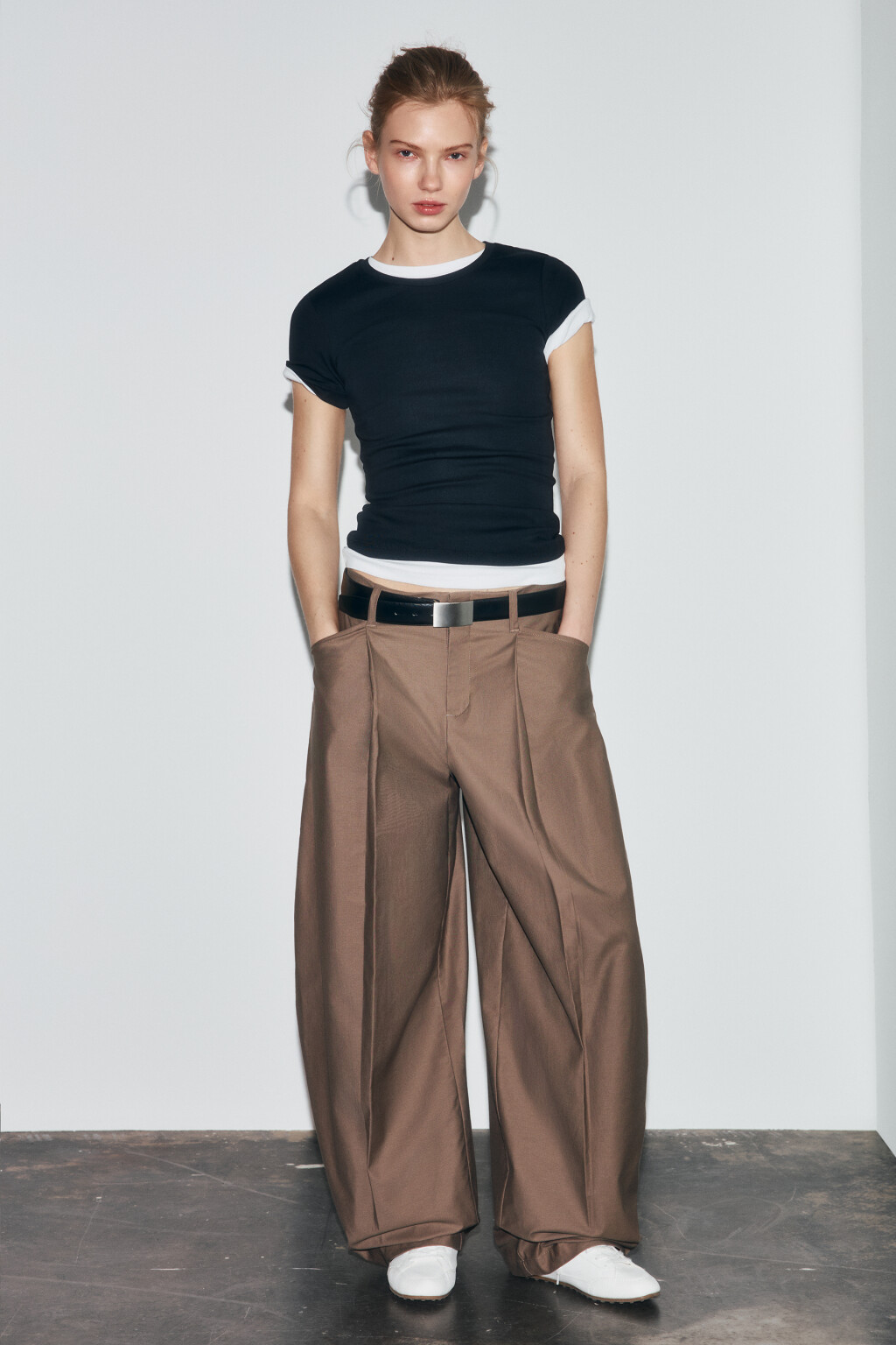 Футболка базовая облегающая в рубчик - цвет черный - 4