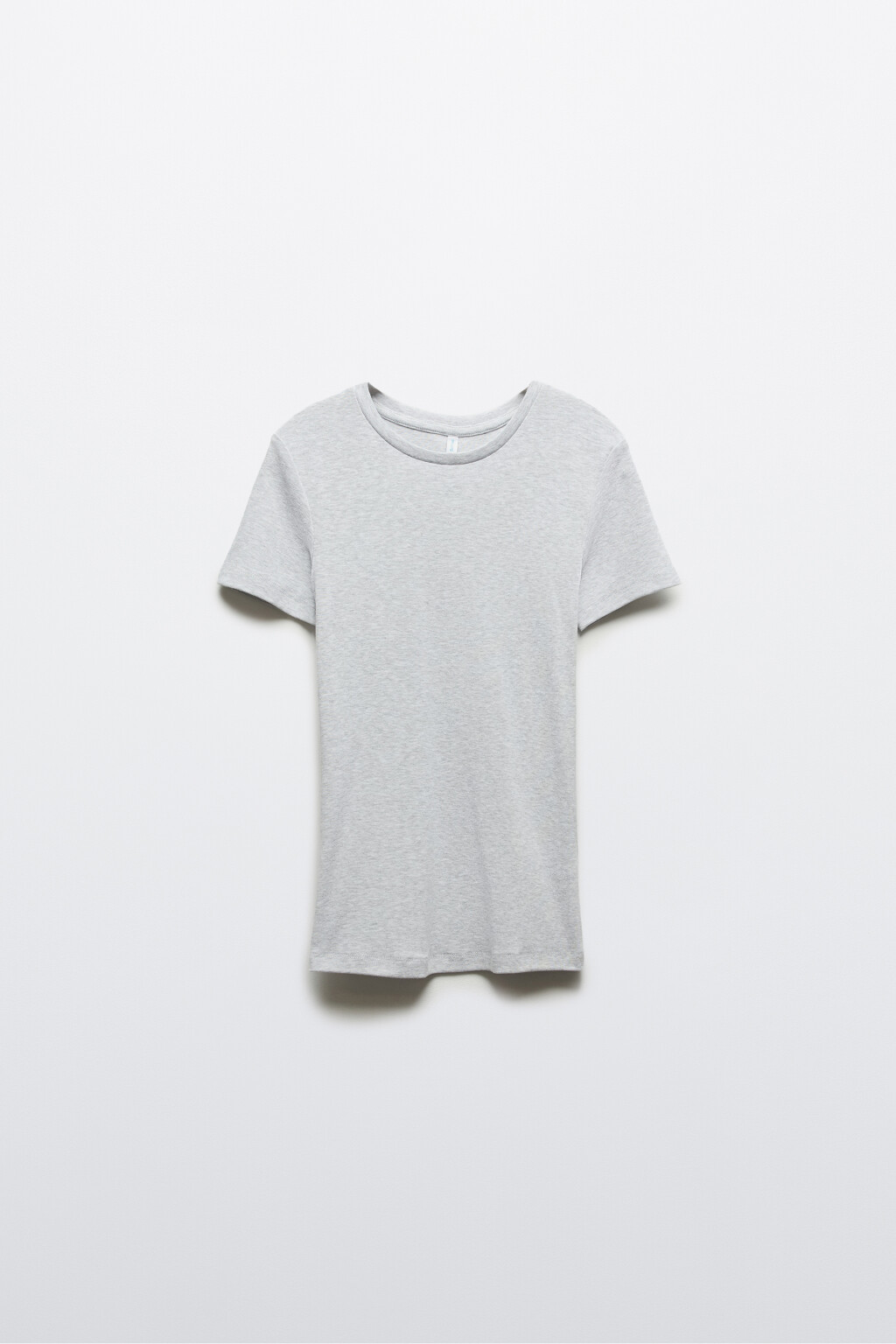 Футболка базовая облегающая в рубчик - цвет серый - 1