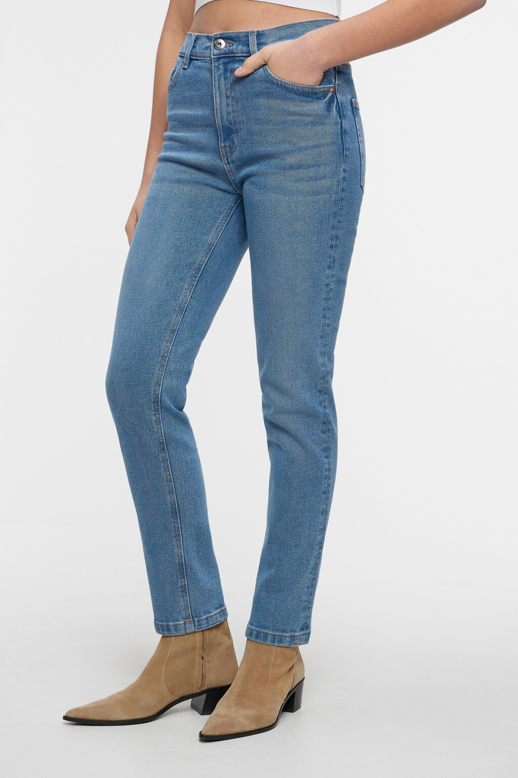 Джинсы straight прямые базовые со средней посадкой - цвет голубой - 2