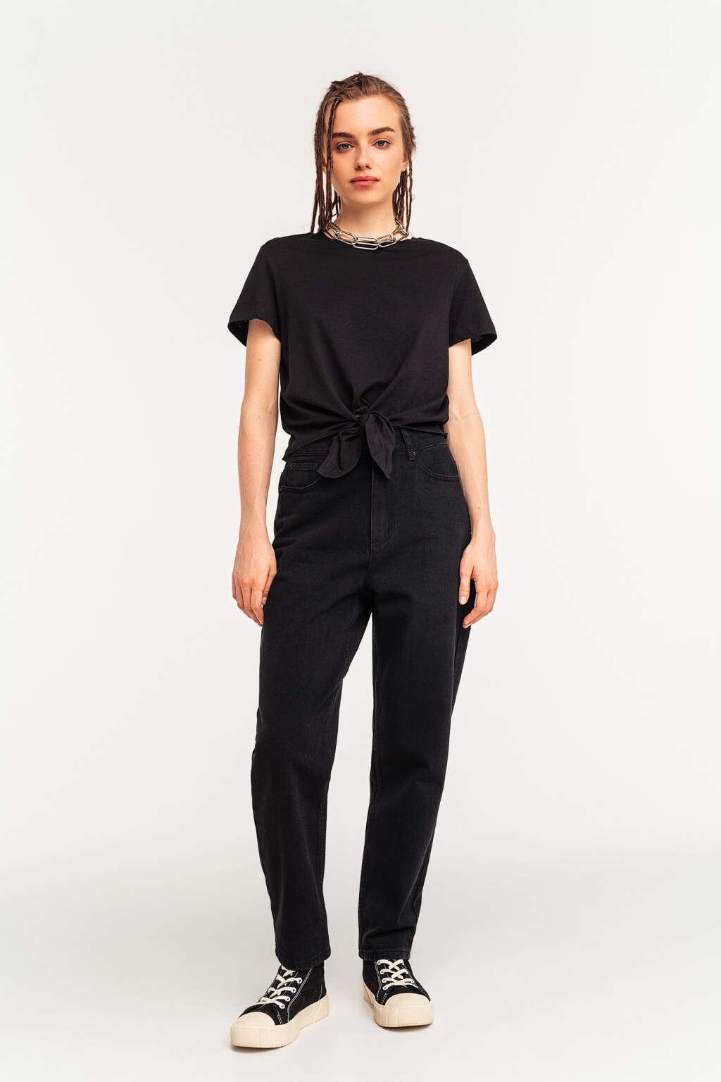 брюки джинсовые женские - цвет черный - 1