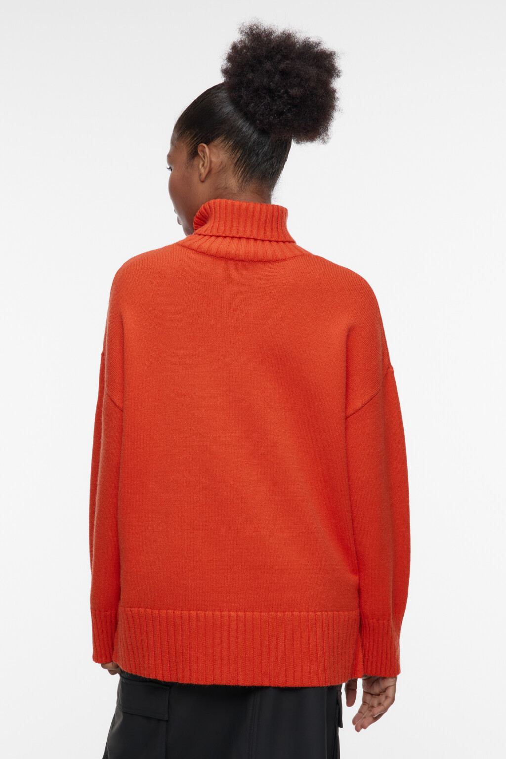 Свитер SWEATER свободный с боковыми разрезами - цвет оранжевый - 5