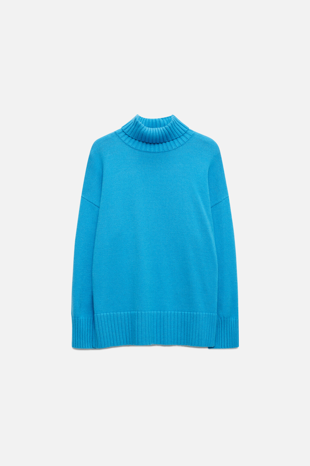 Свитер SWEATER свободный с боковыми разрезами - цвет голубой - 7