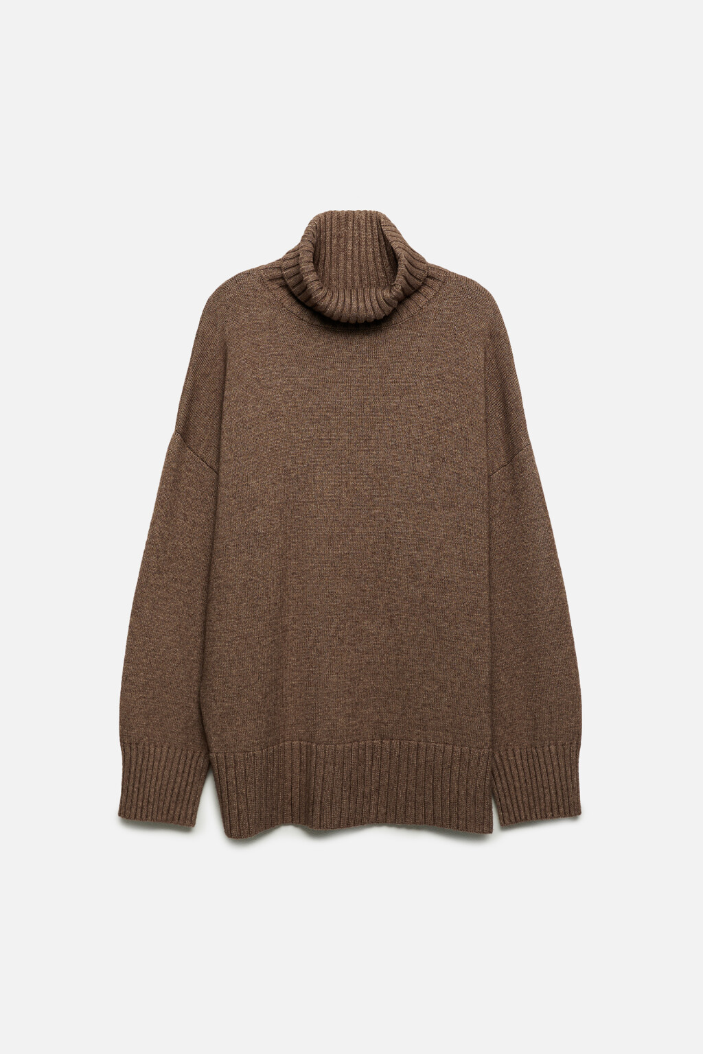 Свитер SWEATER свободный с боковыми разрезами - цвет бежевый - 7