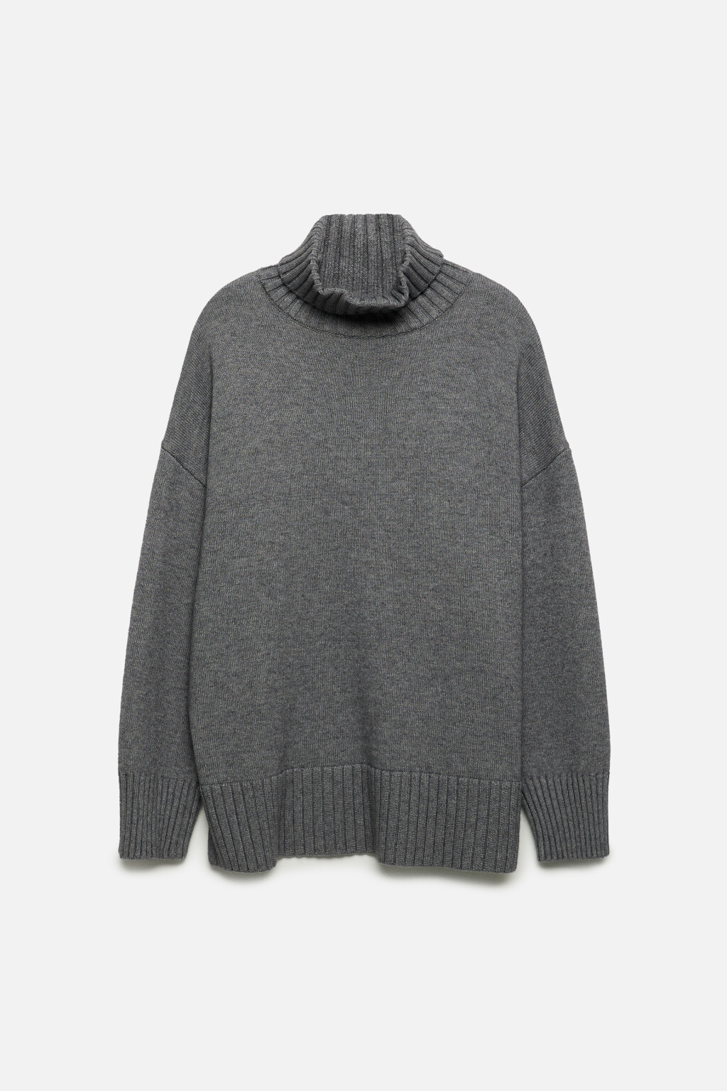 Свитер SWEATER свободный с боковыми разрезами - цвет серый - 8