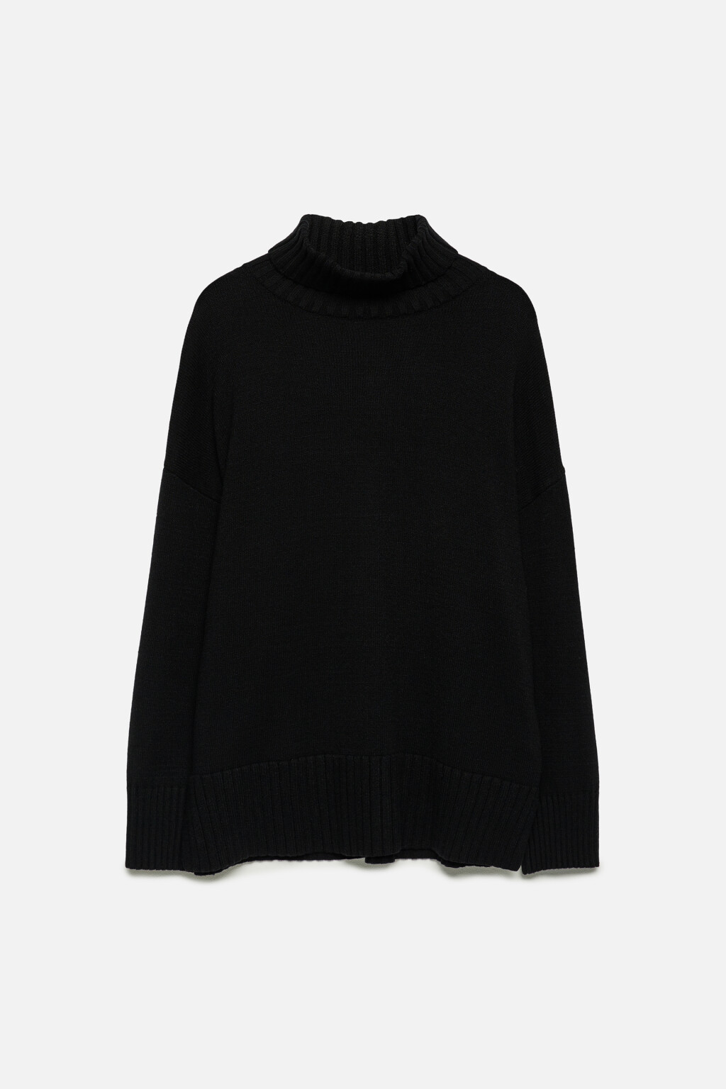 Свитер SWEATER свободный с боковыми разрезами - цвет черный - 7