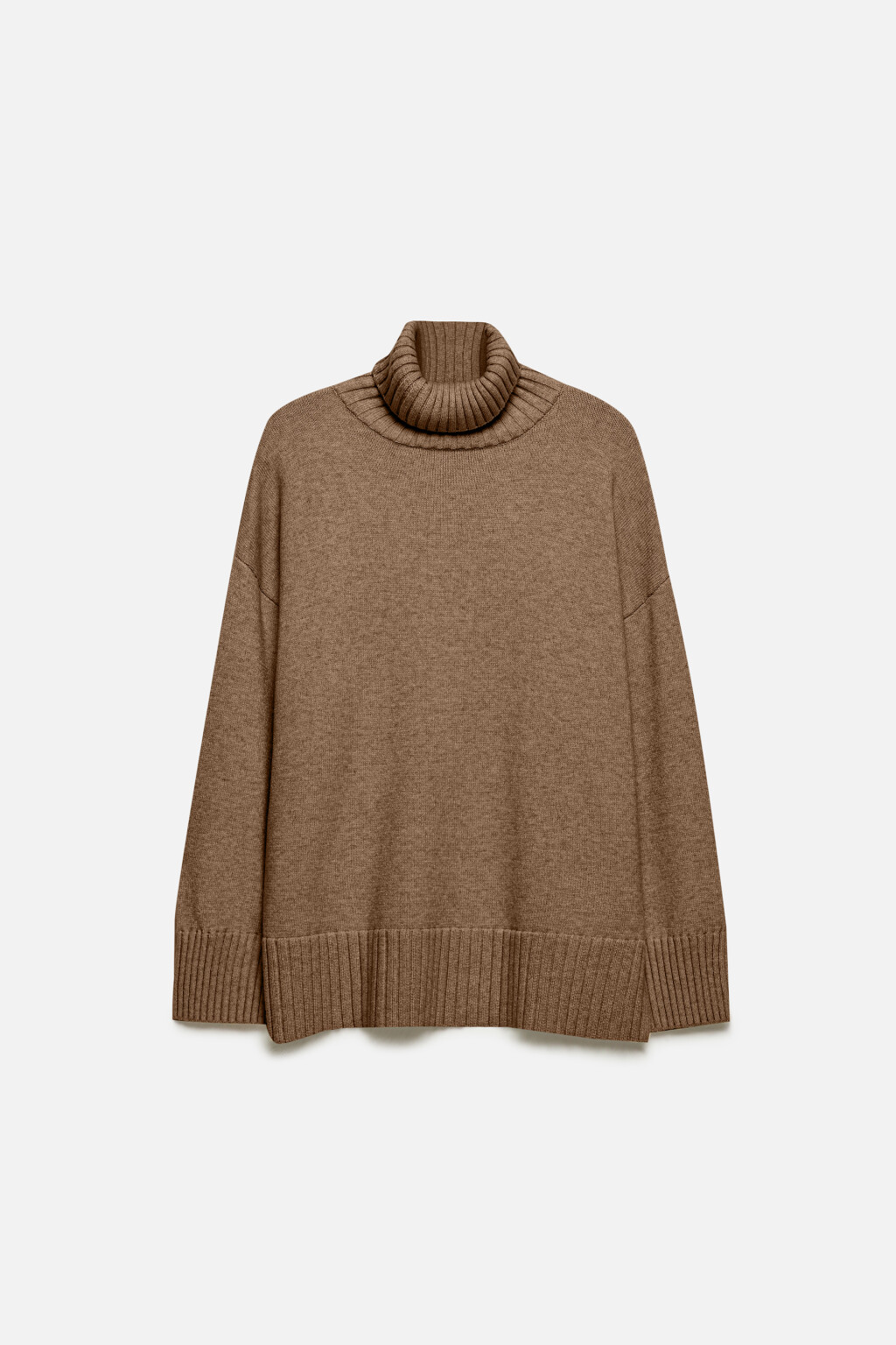 Свитер SWEATER свободный с боковыми разрезами - цвет бежевый - 7