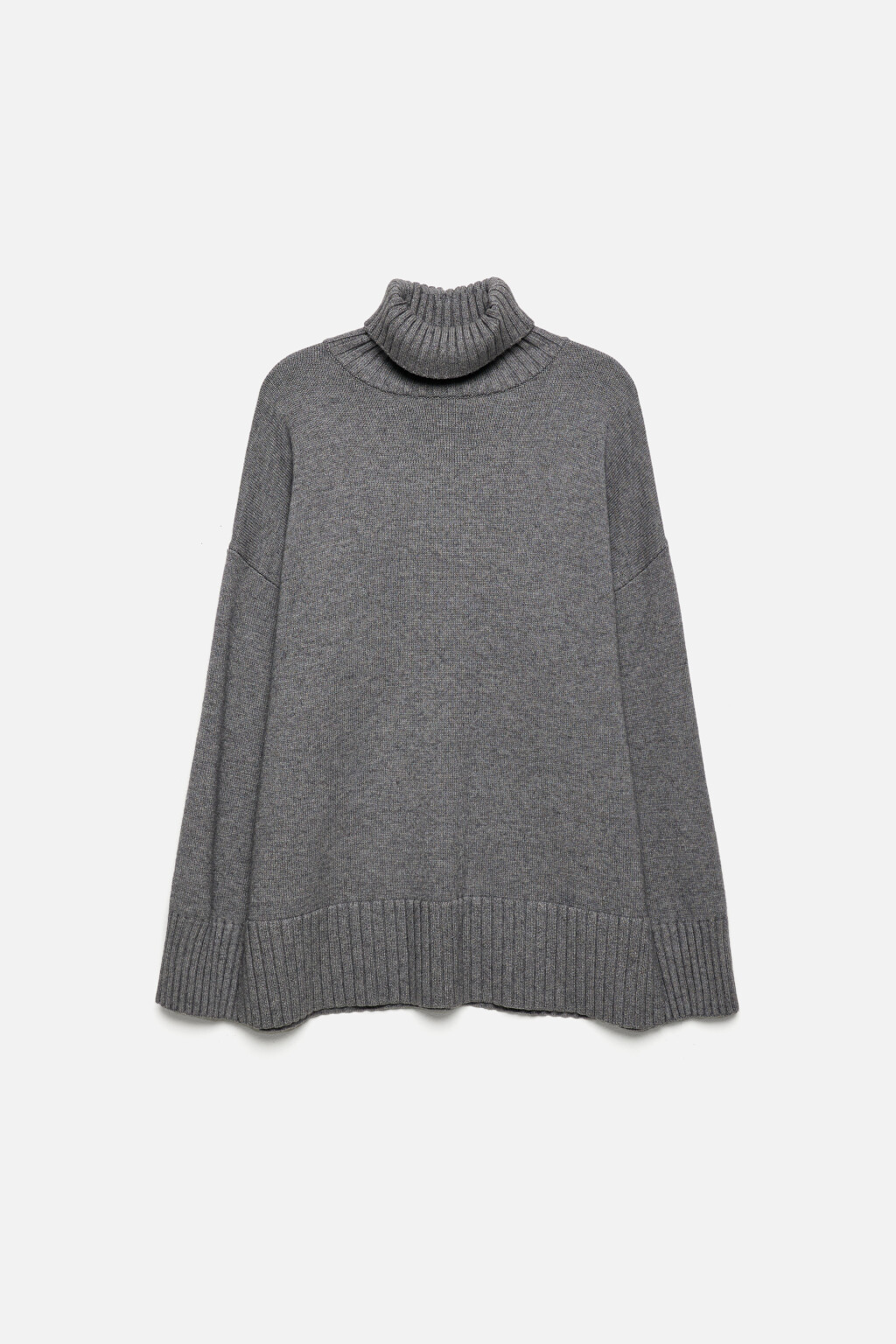 Свитер SWEATER свободный с боковыми разрезами - цвет серый - 9