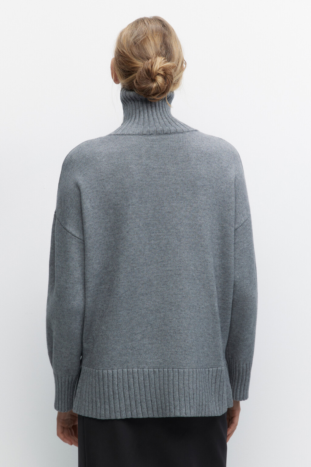 Свитер SWEATER свободный с боковыми разрезами - цвет серый - 5