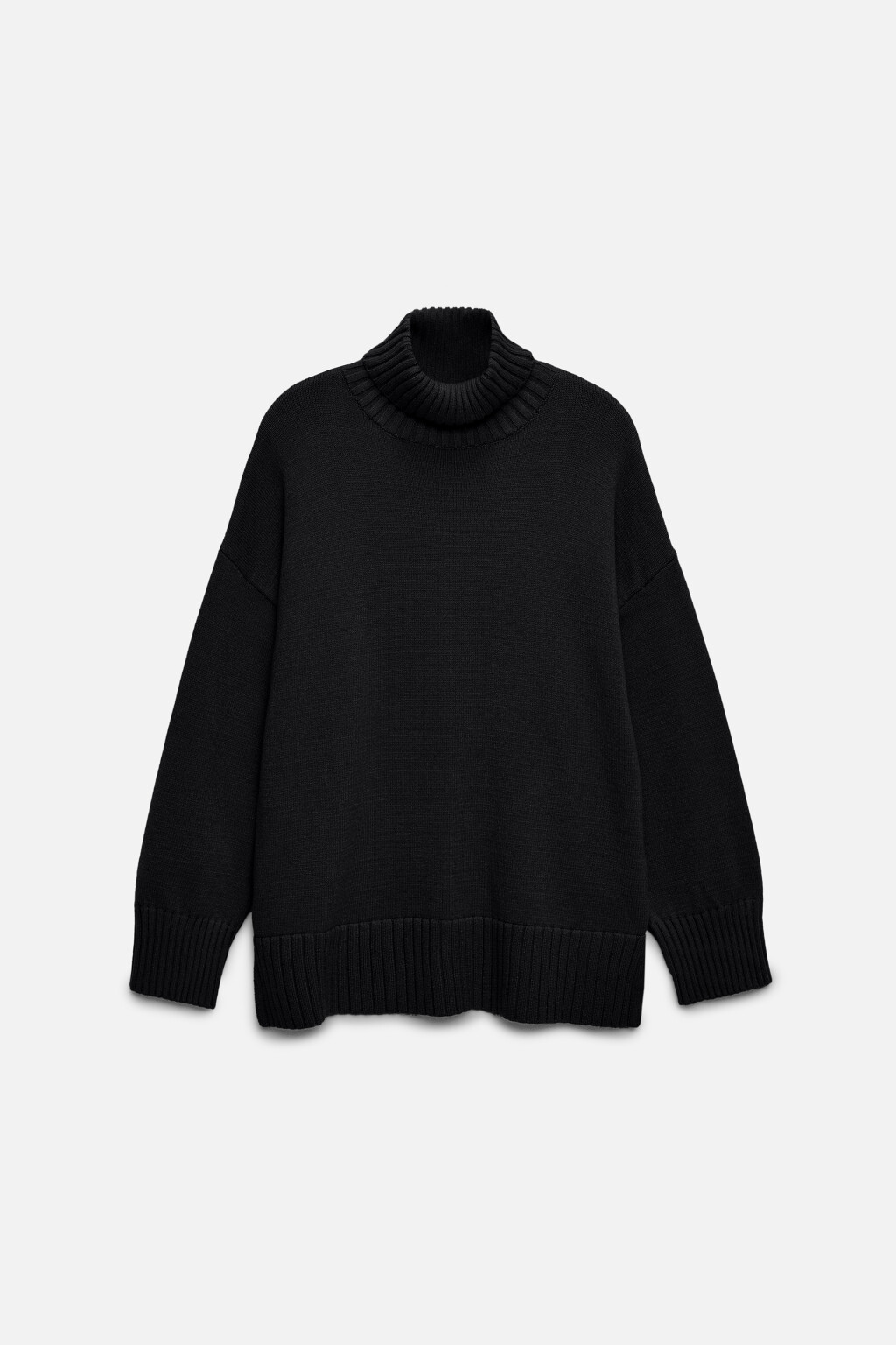 Свитер SWEATER свободный с боковыми разрезами - цвет черный - 1