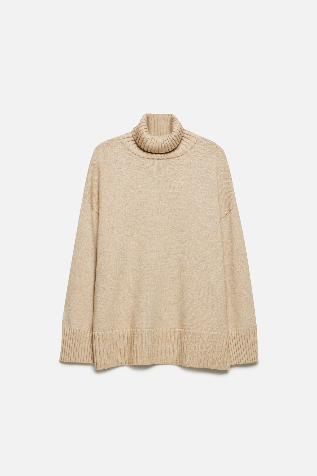 Свитер SWEATER свободный с боковыми разрезами - цвет бежевый - 7