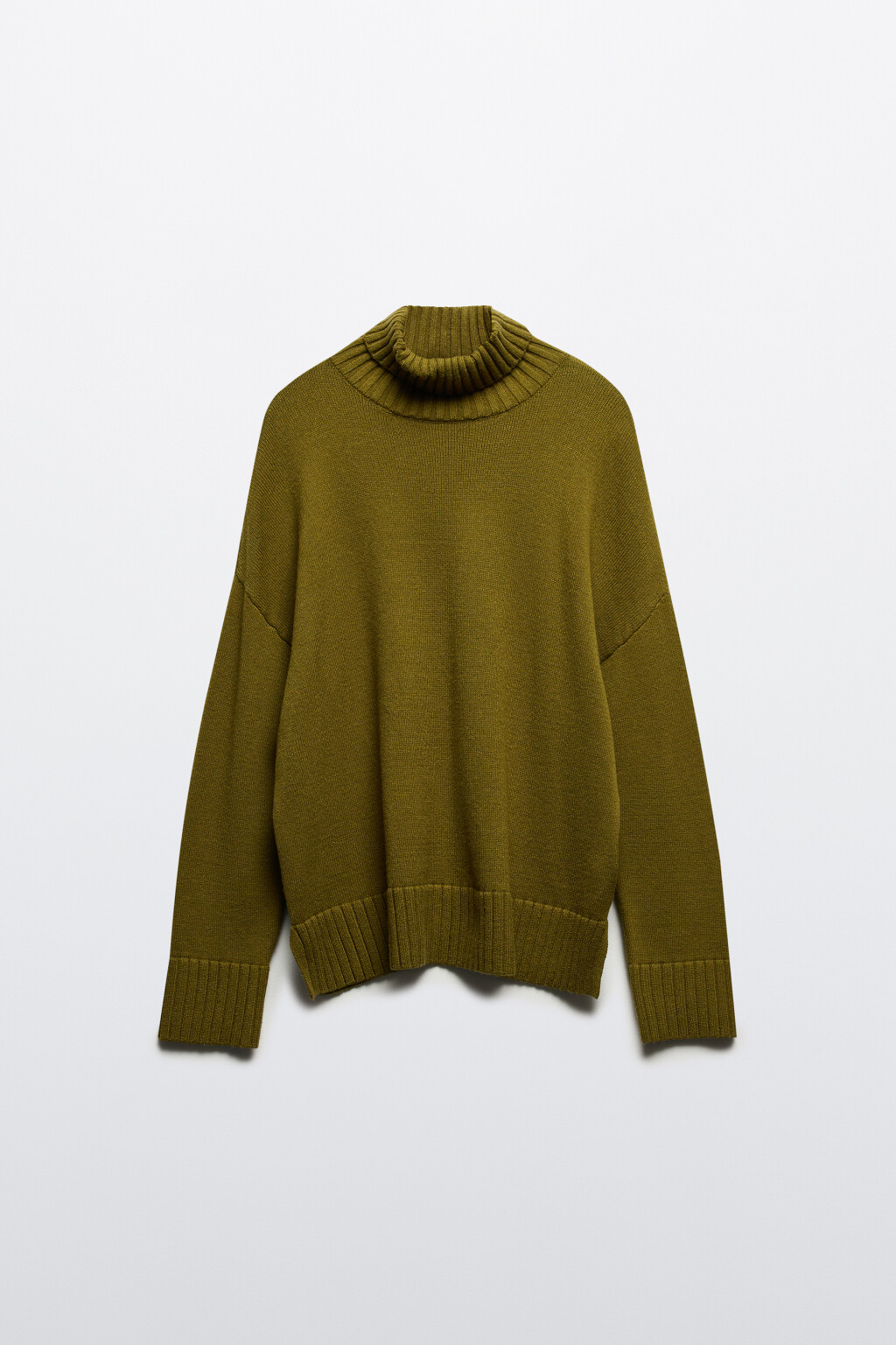 Свитер свободный с боковыми разрезами - цвет зеленый - 8