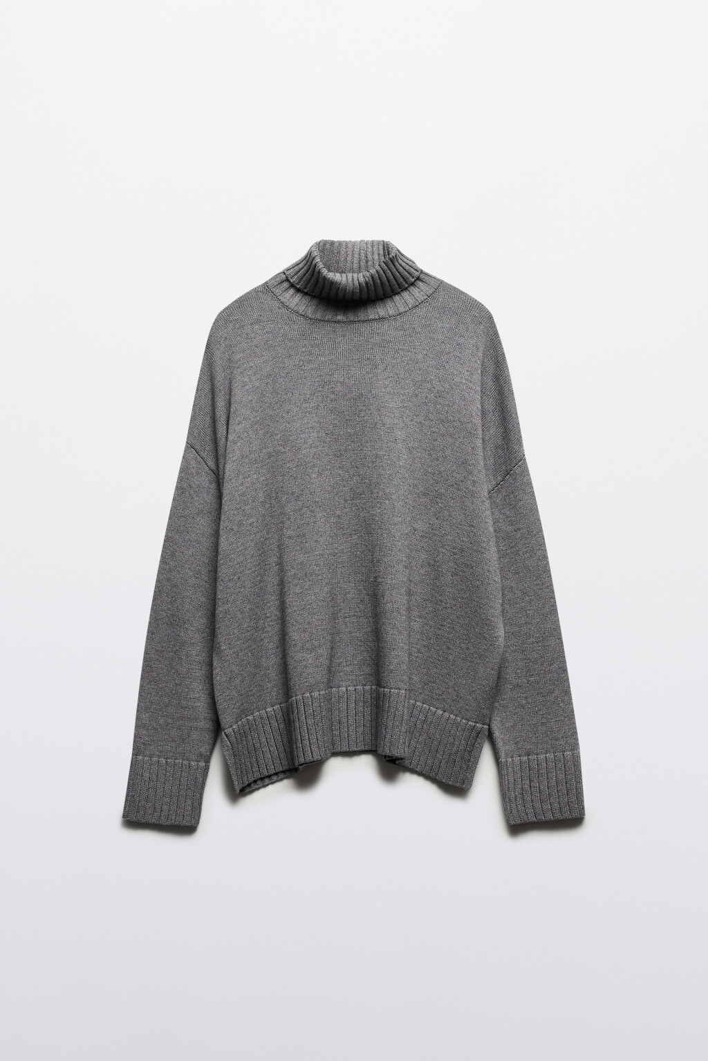 Свитер свободный с боковыми разрезами - цвет серый - 8