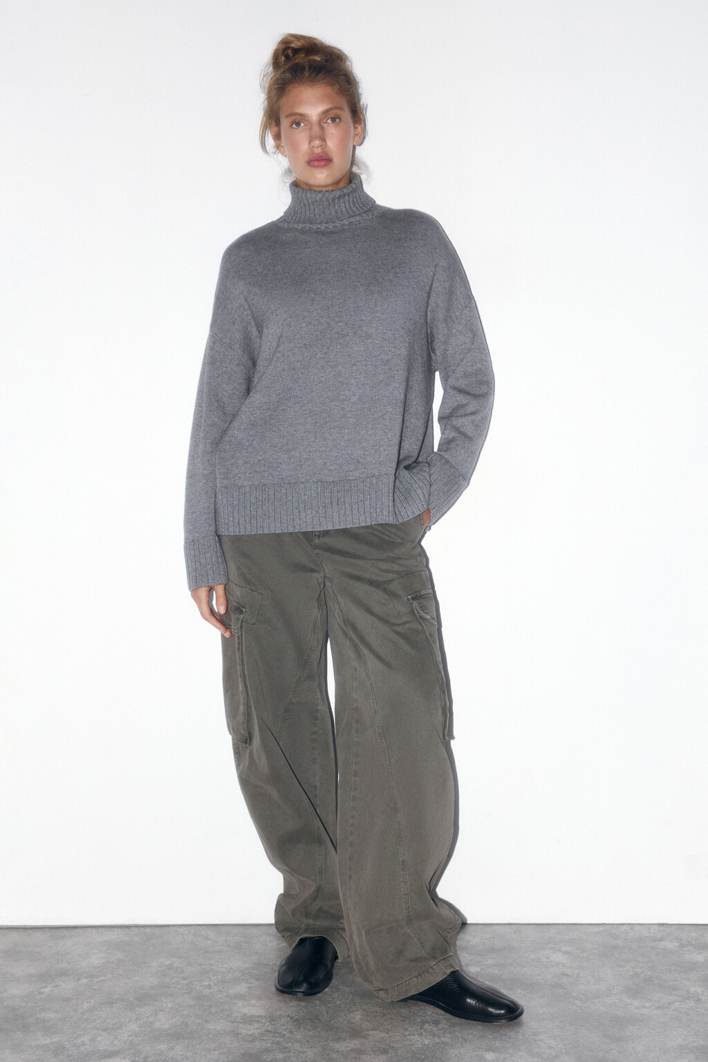 Свитер свободный с боковыми разрезами - цвет серый - 5