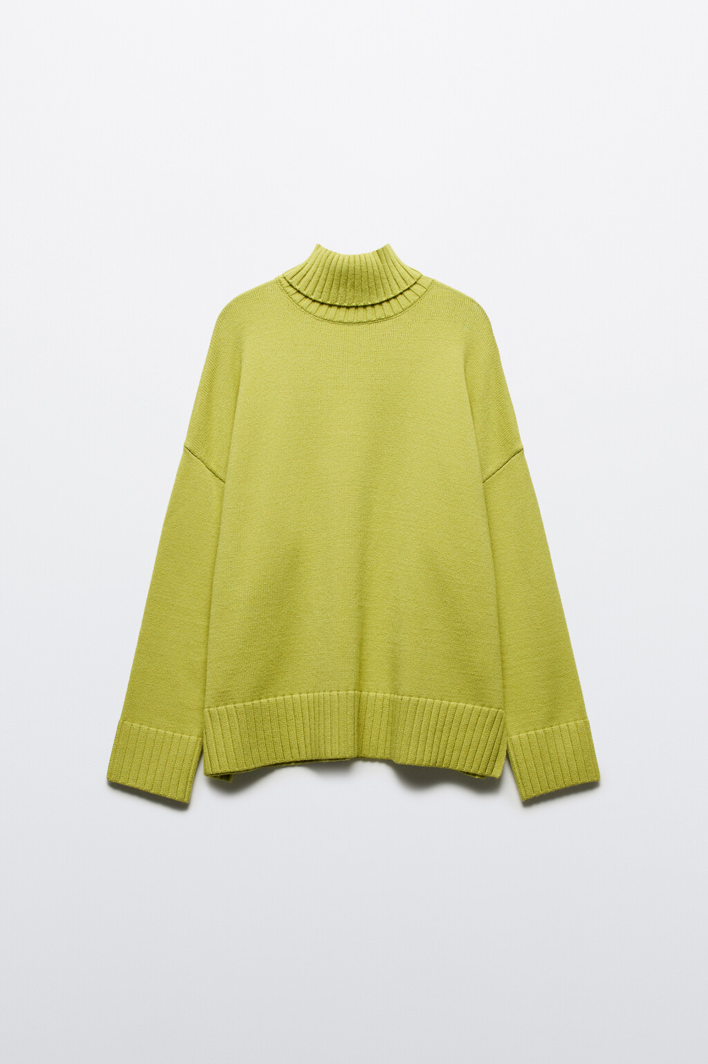 Свитер вязаный свободный с воротником - цвет зеленый - 8