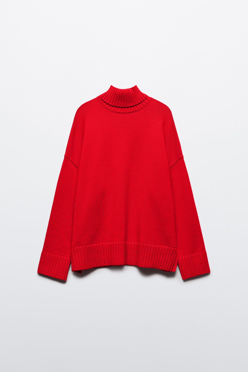 Свитер вязаный свободный с воротником - цвет красный - 9