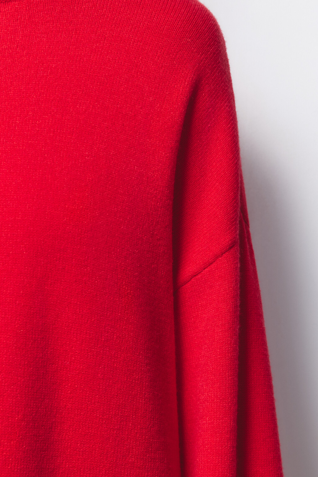 Свитер вязаный свободный с воротником - цвет красный - 7